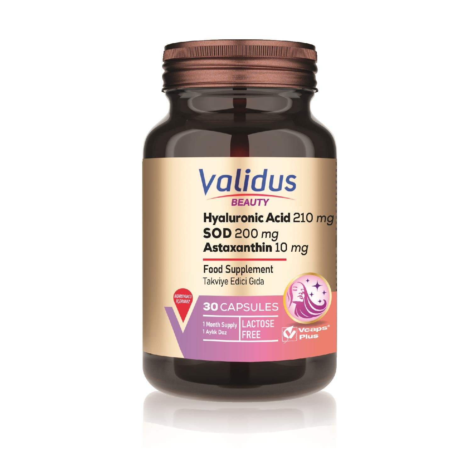 Validus Hyaluronic Acid 210 mg + Astaxanthin 10 mg 30 Capsules
