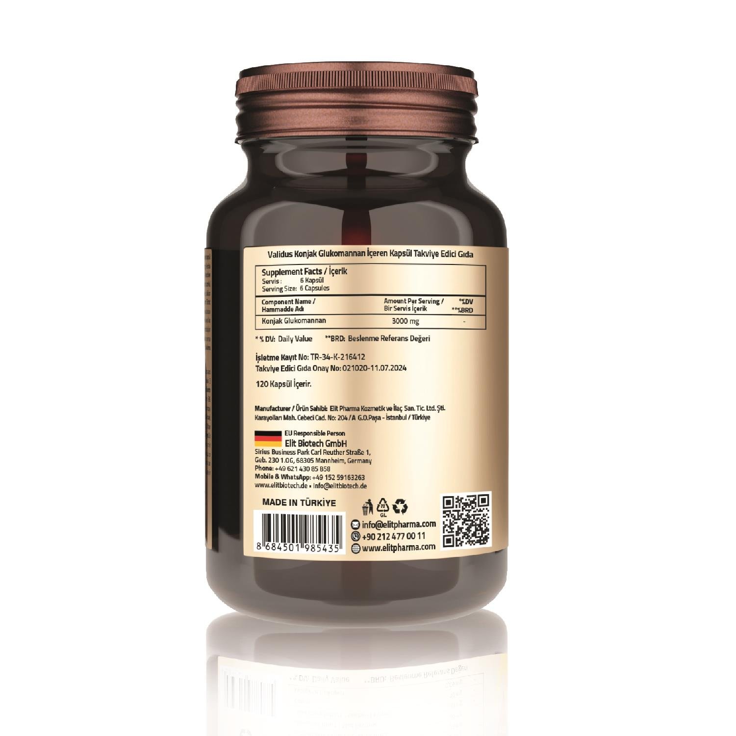 Validus Konjak Glukomannan 3000 mg 120 Capsules