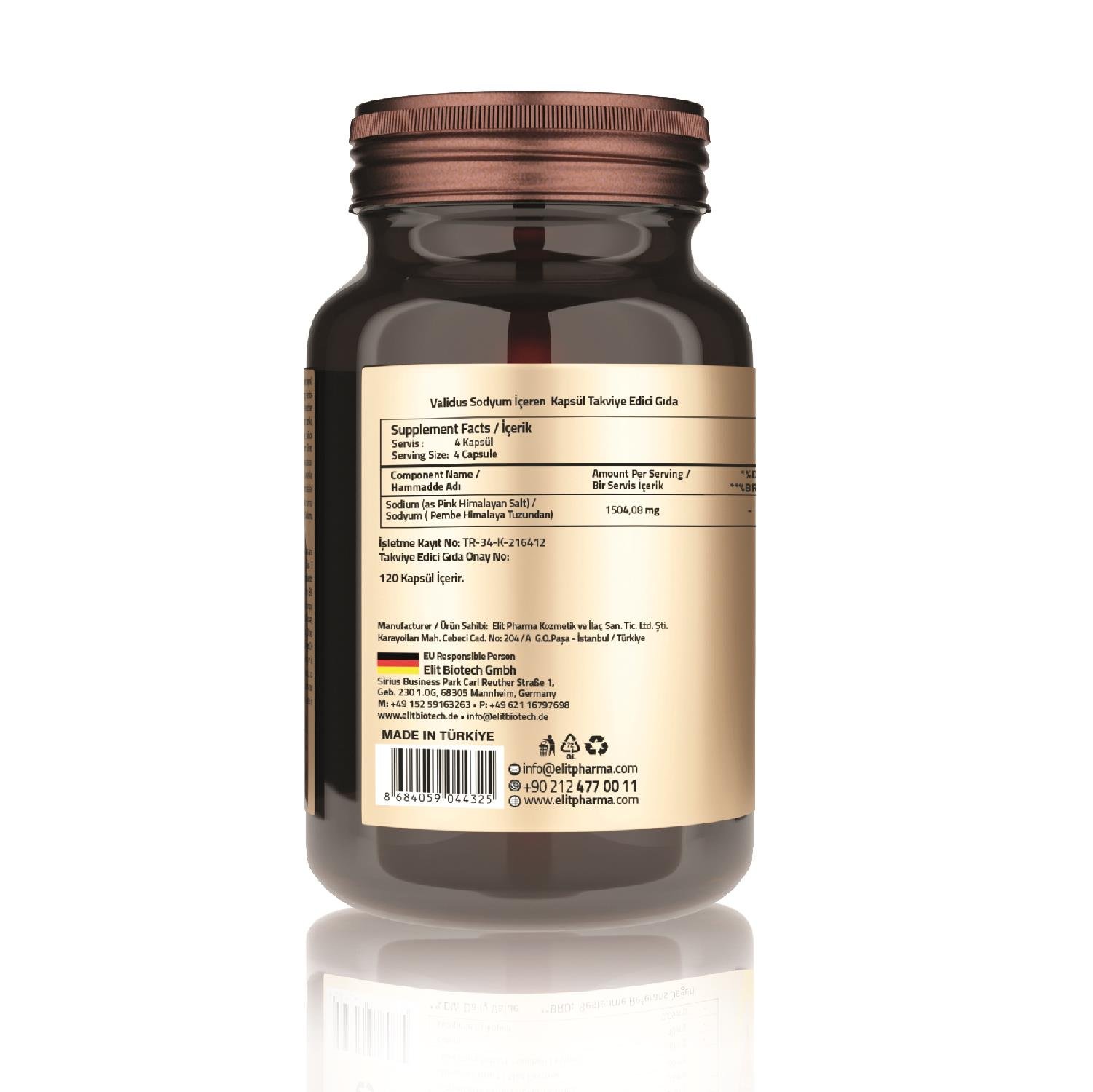 Validus Pink Himalayan Salt Sodyum 200 mg 120 Capsules