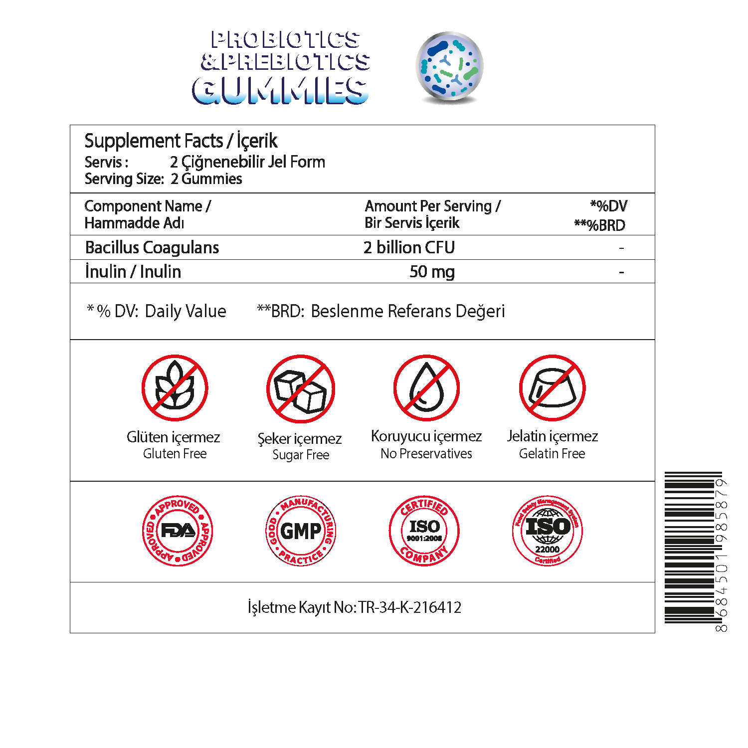 Validus Probiotic+Prebiotic 60 Gummies
