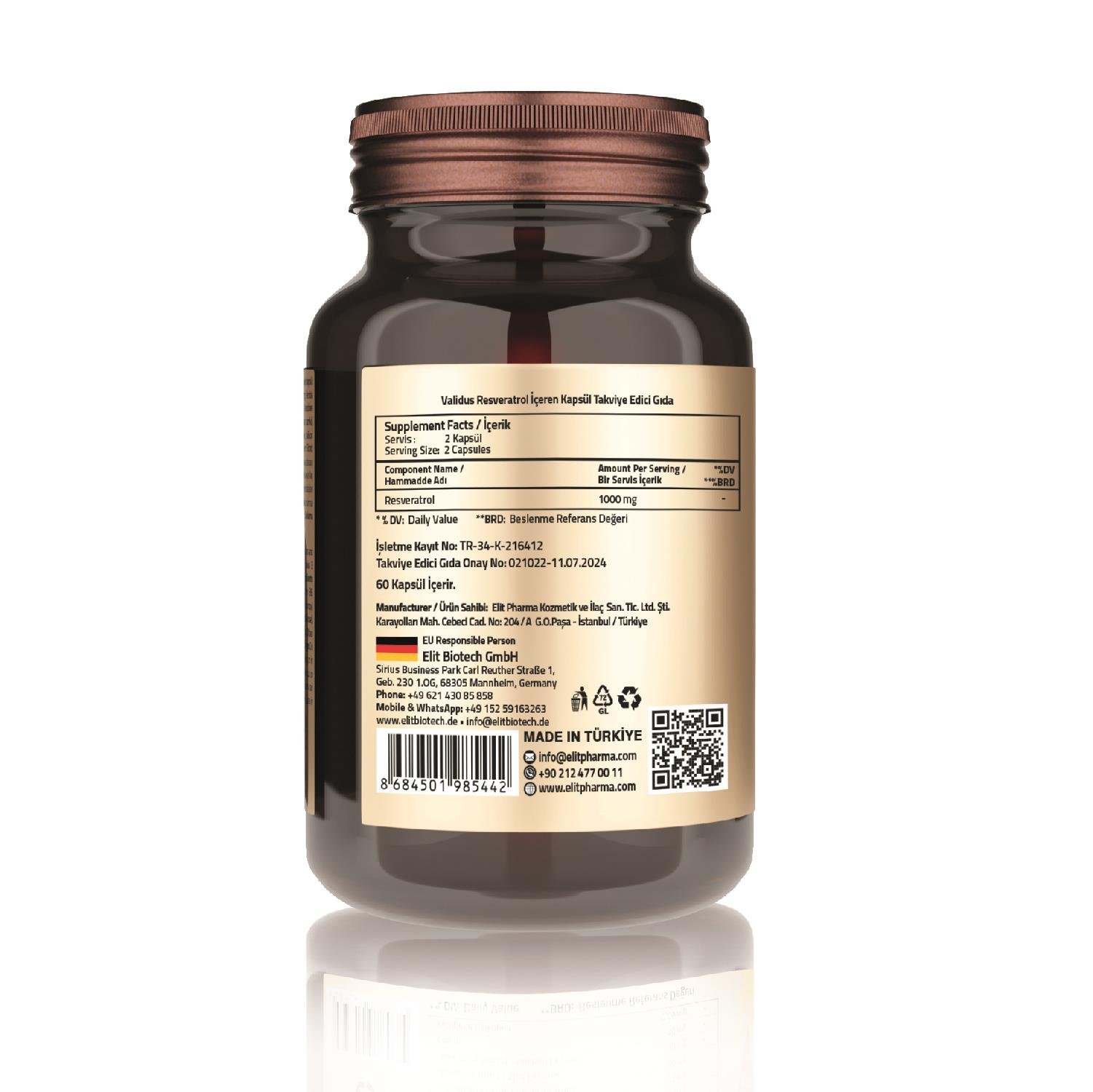 Validus Resveratrol 1000 mg 60 Capsules