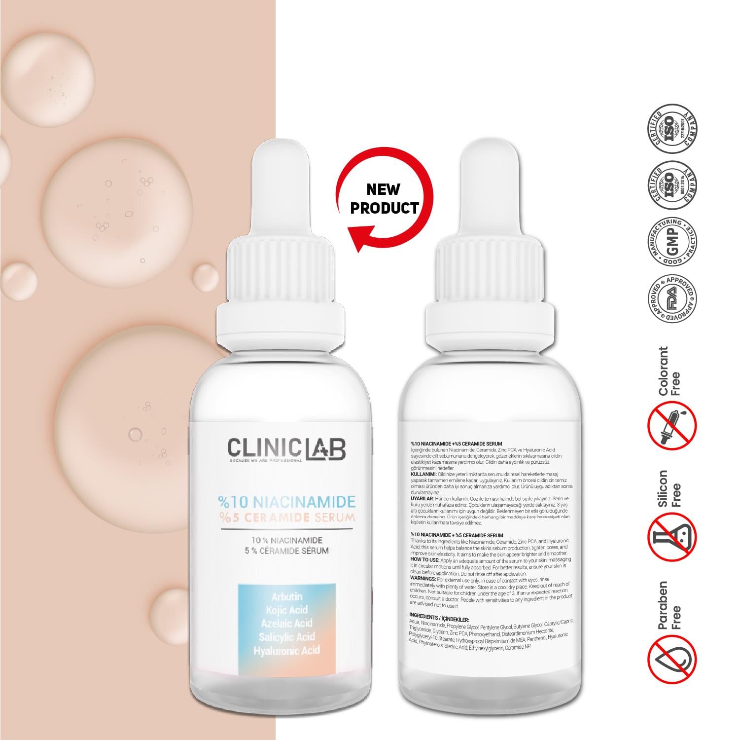 Cliniclab %10 Niacinnamide and %5 Ceramide Serum 30 mL