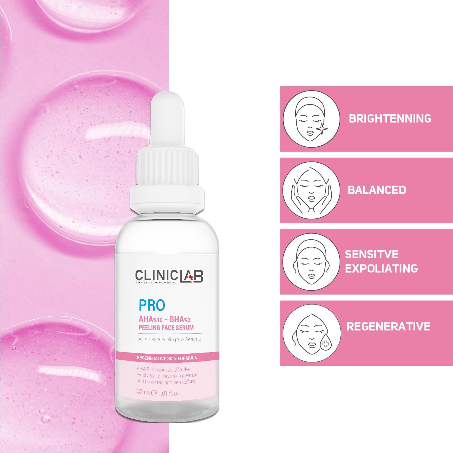 ClinicLab Pro+ AHA-BHA Peeling Face Serum 30ml