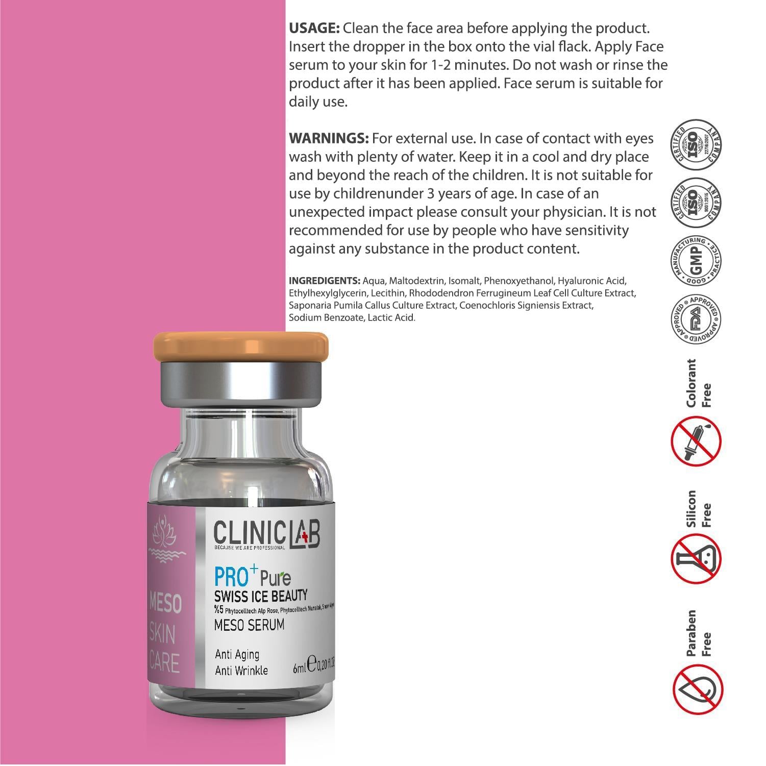 Cliniclab Pro+ Pure Swiss Ice Beauty Meso.Serum 6 mL x 2 pcs  
