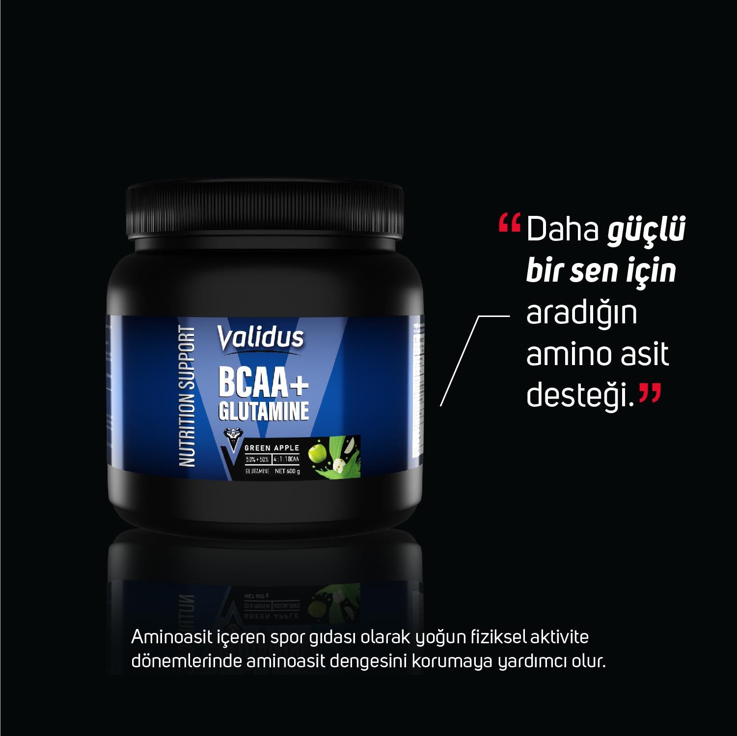 Bcaa + Glutamine 600 Gr Yeşil Elma Aromalı