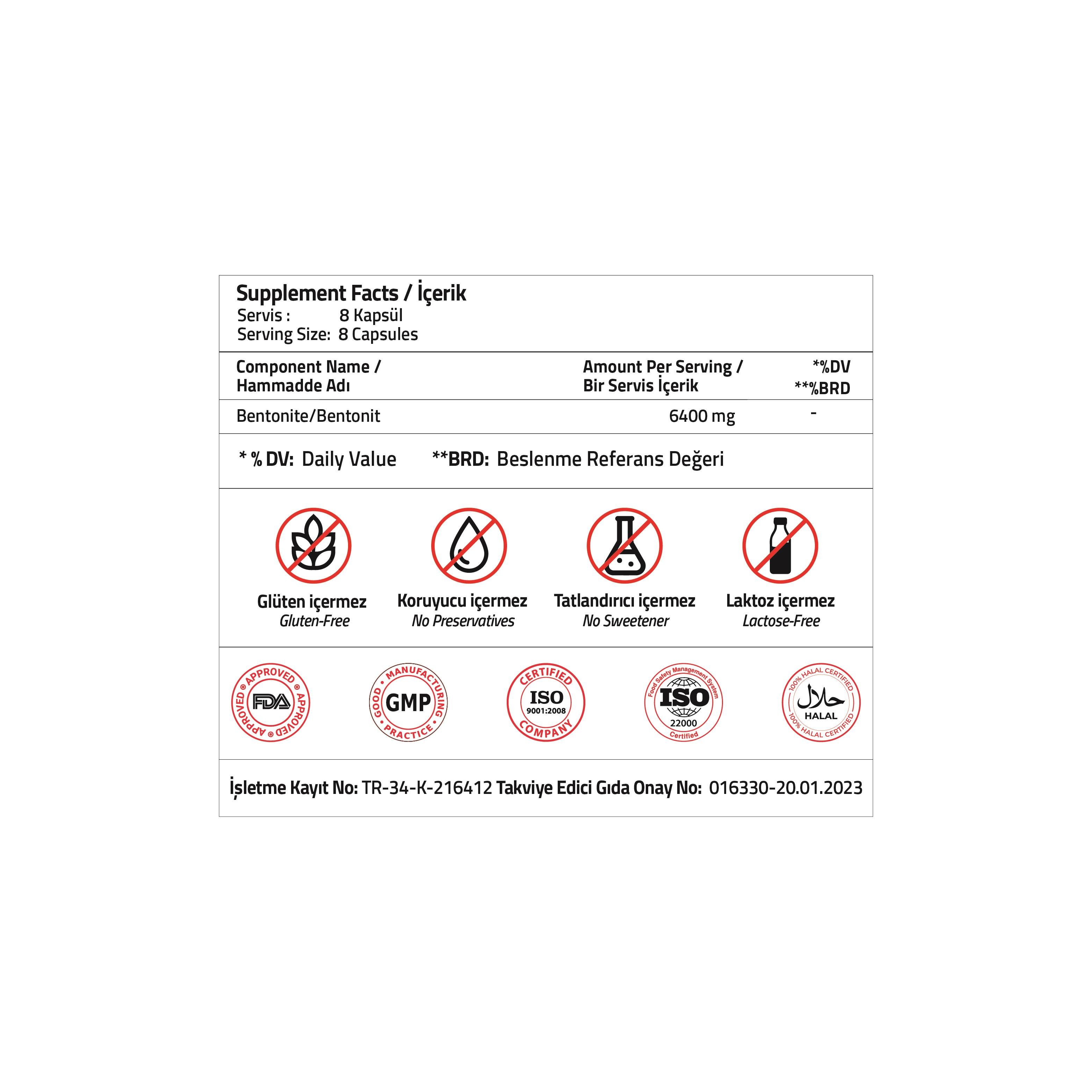 D-tox Bentonite 6400 Mg 240 Kapsül