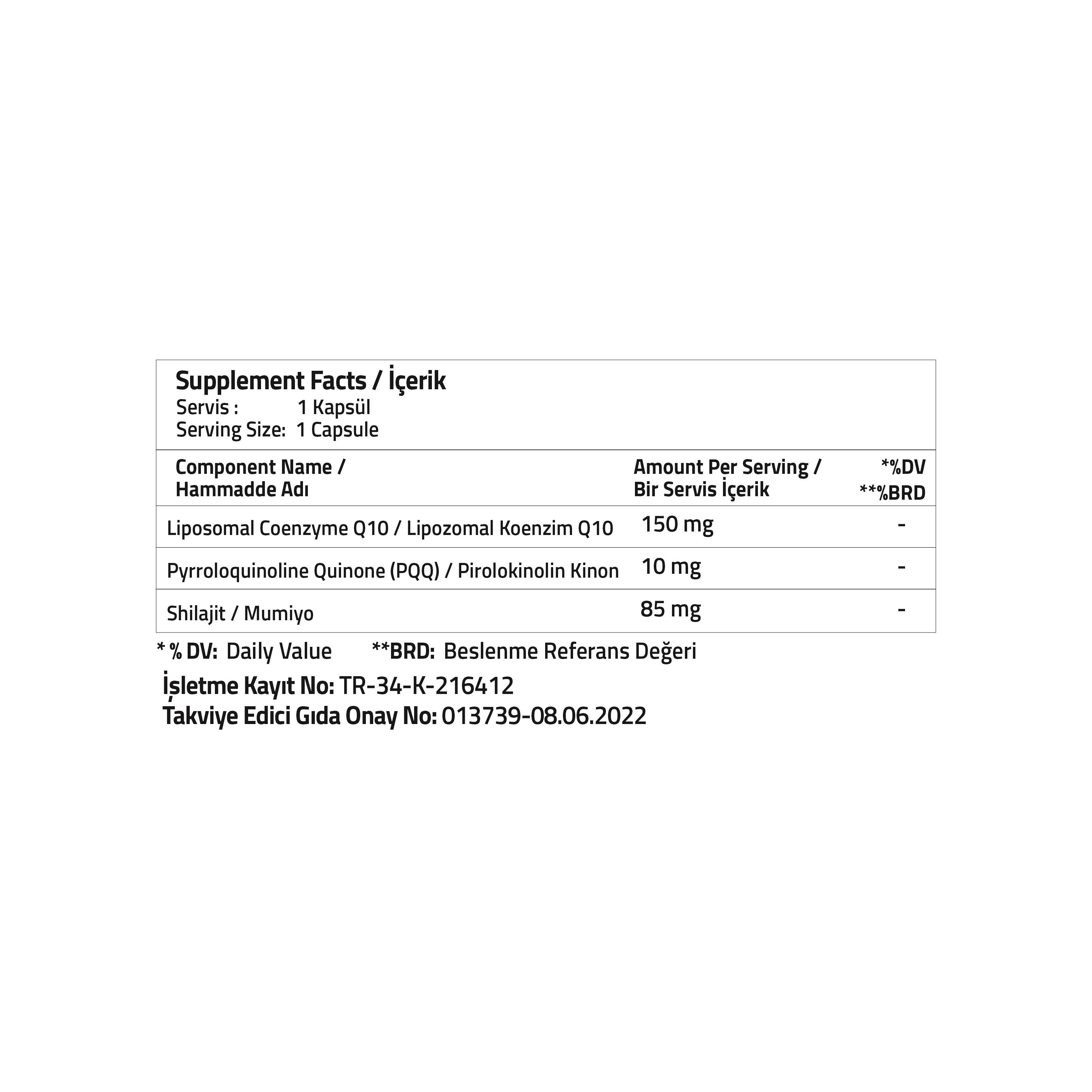 Exclusive Liposomal Coenzyme Q10 + Pqq + Shilajit Kapsül