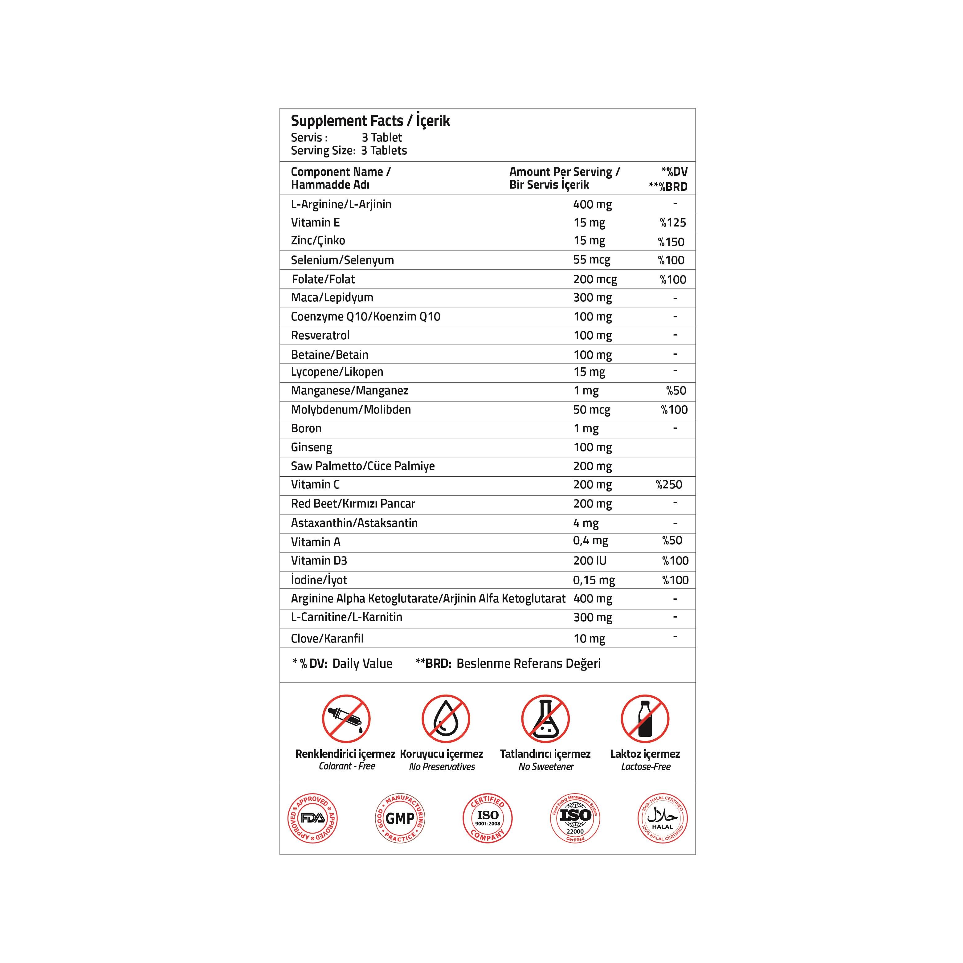 Infer-Male L-Arjinin Betain ve L- Karnitin 120 Tablet
