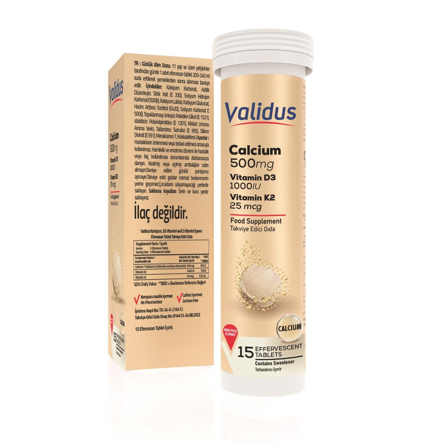 Osteo Calcium + Vitamin D3 + Vitamin K2 Efervesan Tablet