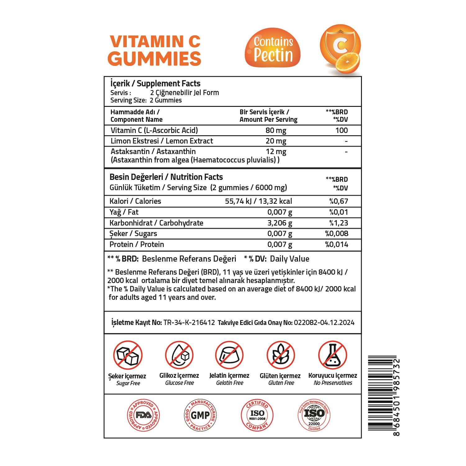 Vali̇dus  Astaxanthin 12 Mg + Vi̇tami̇n C Gummies