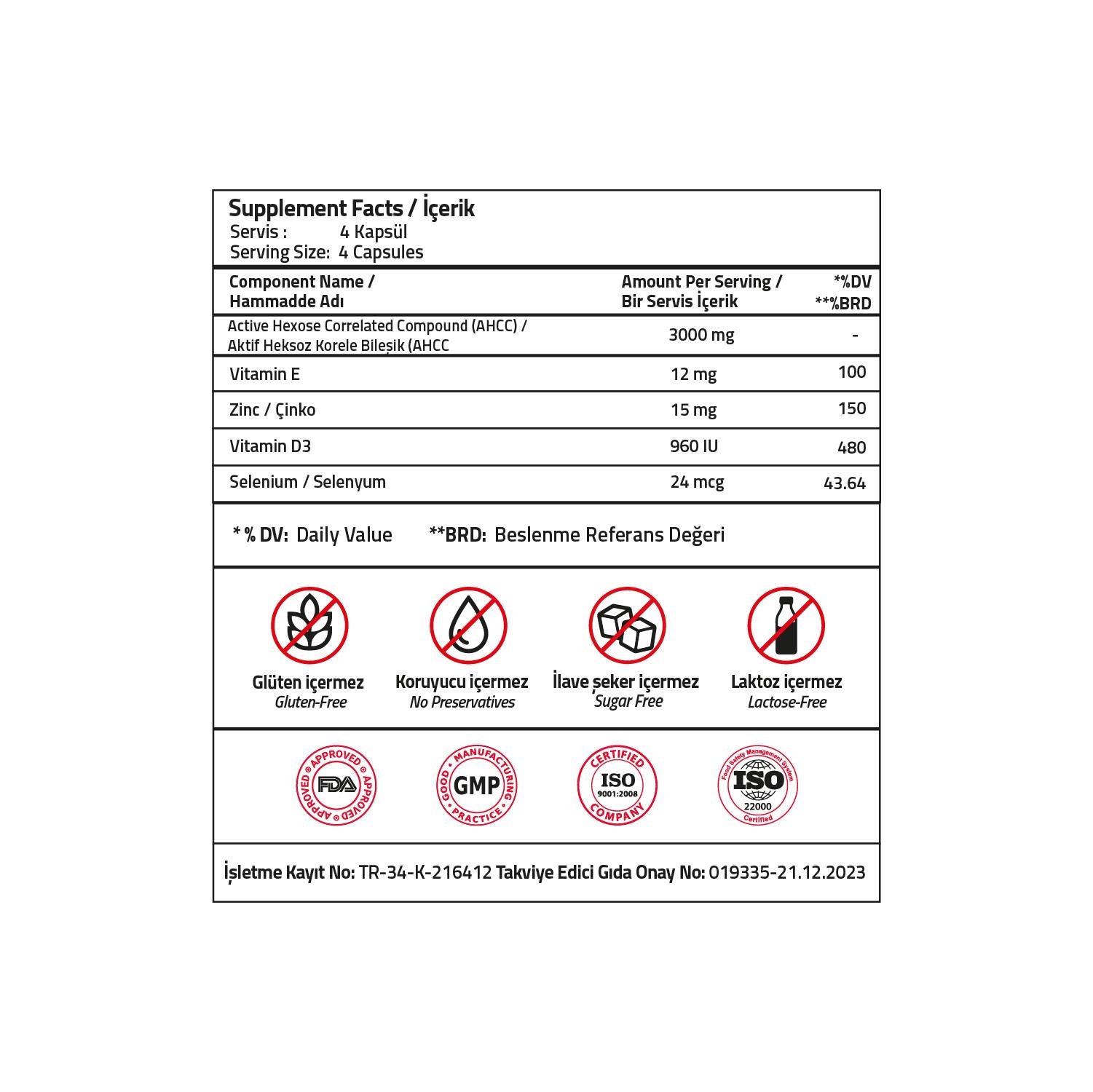 Validus AHCC Active Hexose Correlated Compound 3000 mg 120 Capsules