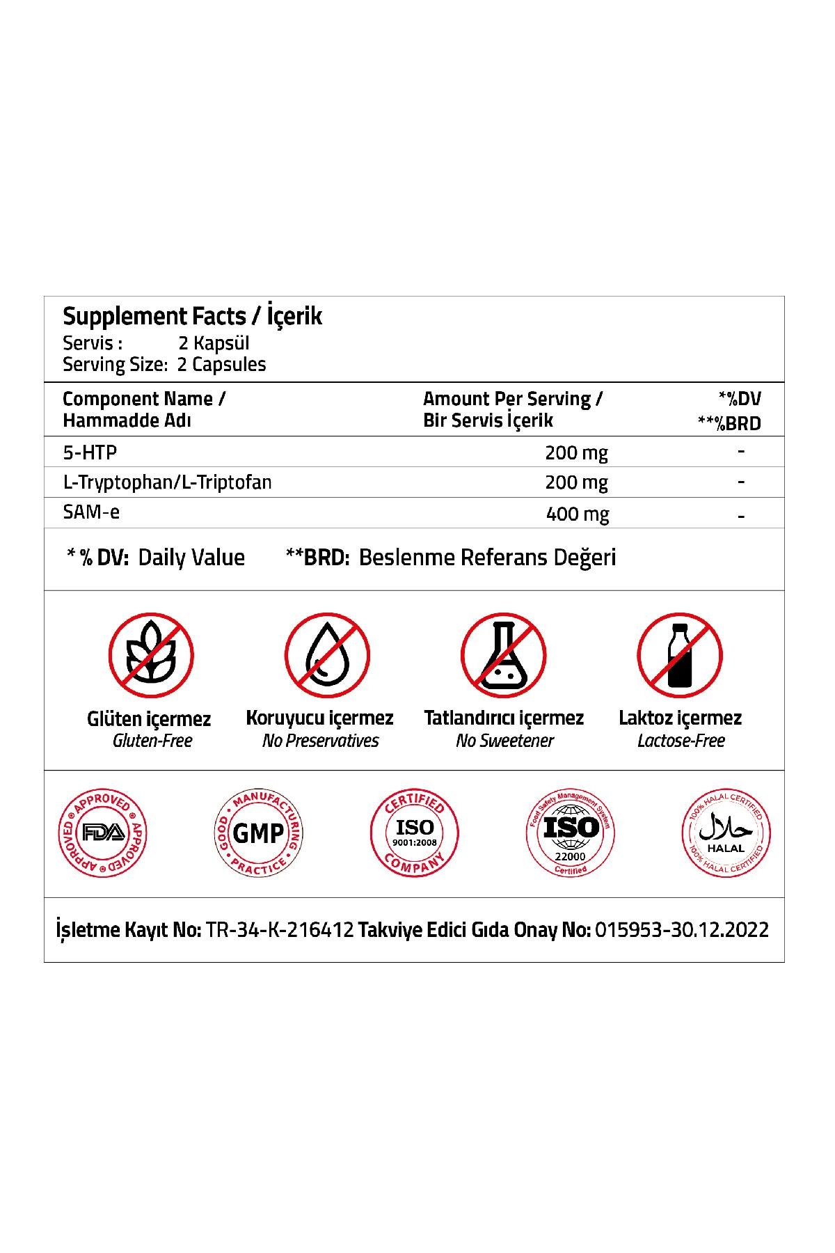 Validus Extra Smile 5-HTTP 200 mg + L- Tryptophan 200 mg + Sam-e 400 mg 30 Capsules (Vcaps Plus)