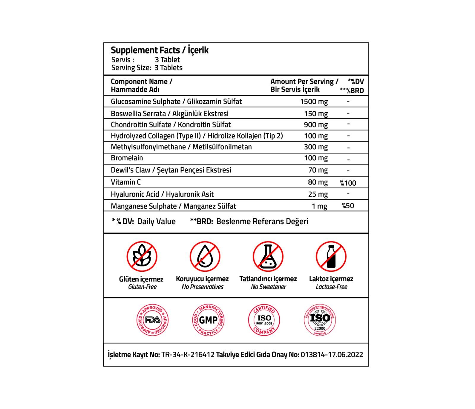 Validus Glucosamine + Chondroitin + MSM 90 Tablets