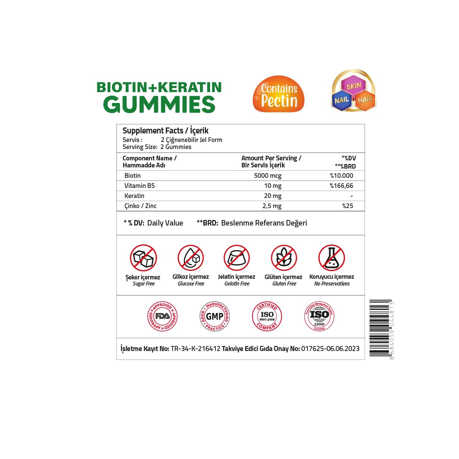 Validus Multiforce Biotin + Keratin 60 Gummies
