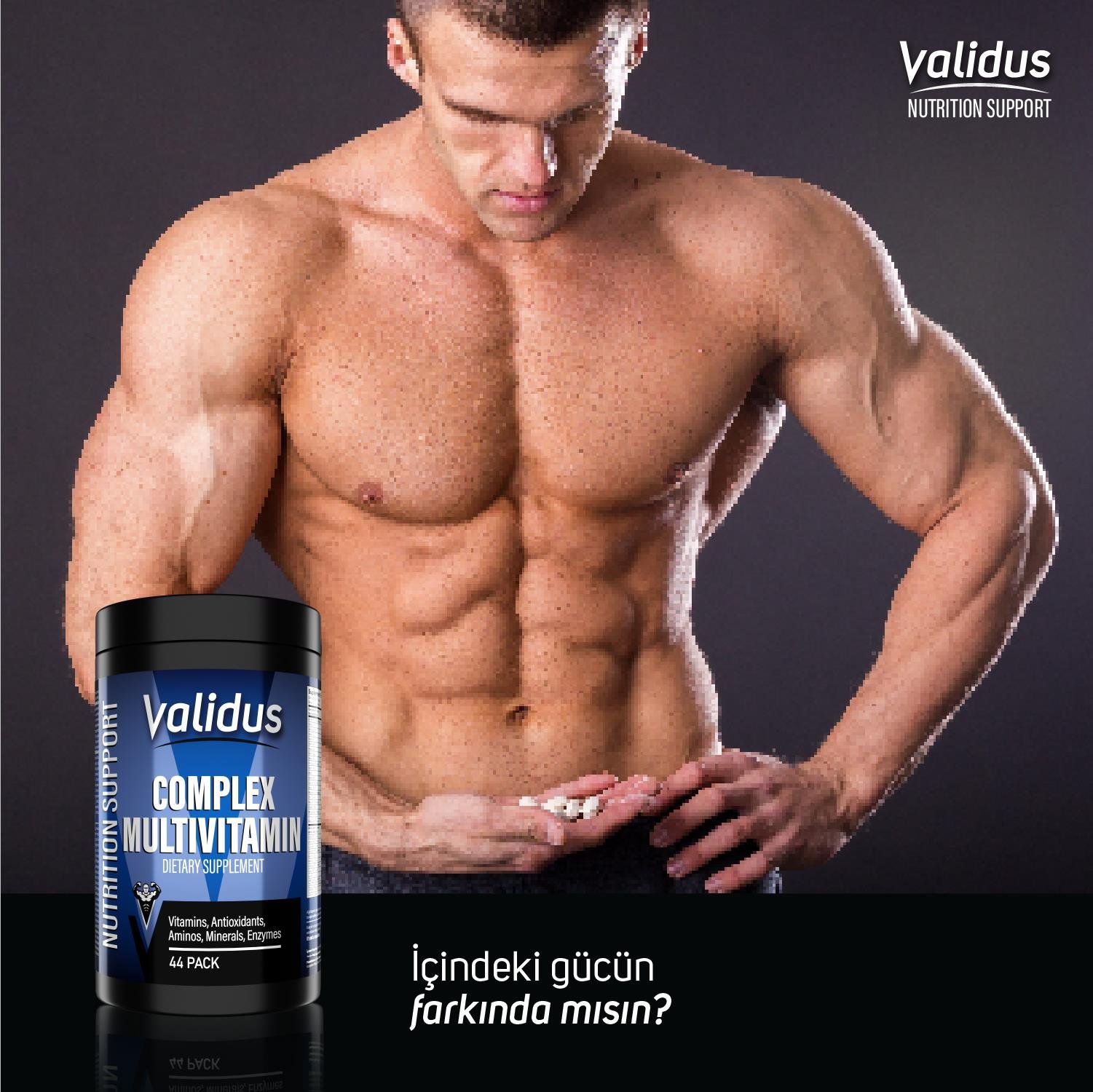 Validus Multivitamin Complex Vitamins + Minerals + Antioxidants + Aminos + Enzymes Set 44 Pack Tablets