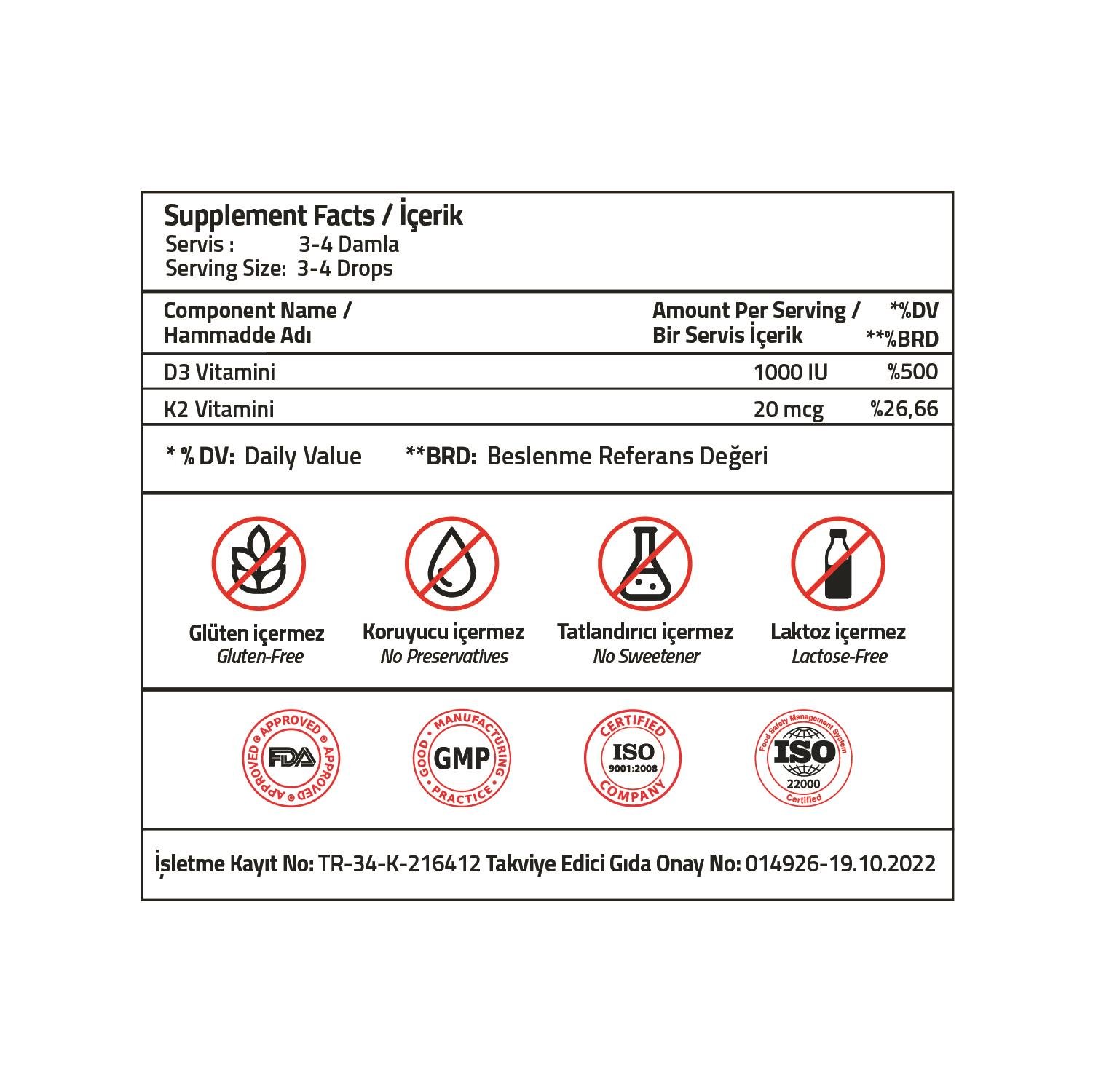 Validus Vitamin D3 + Vitamin K2 Drops 20 ml