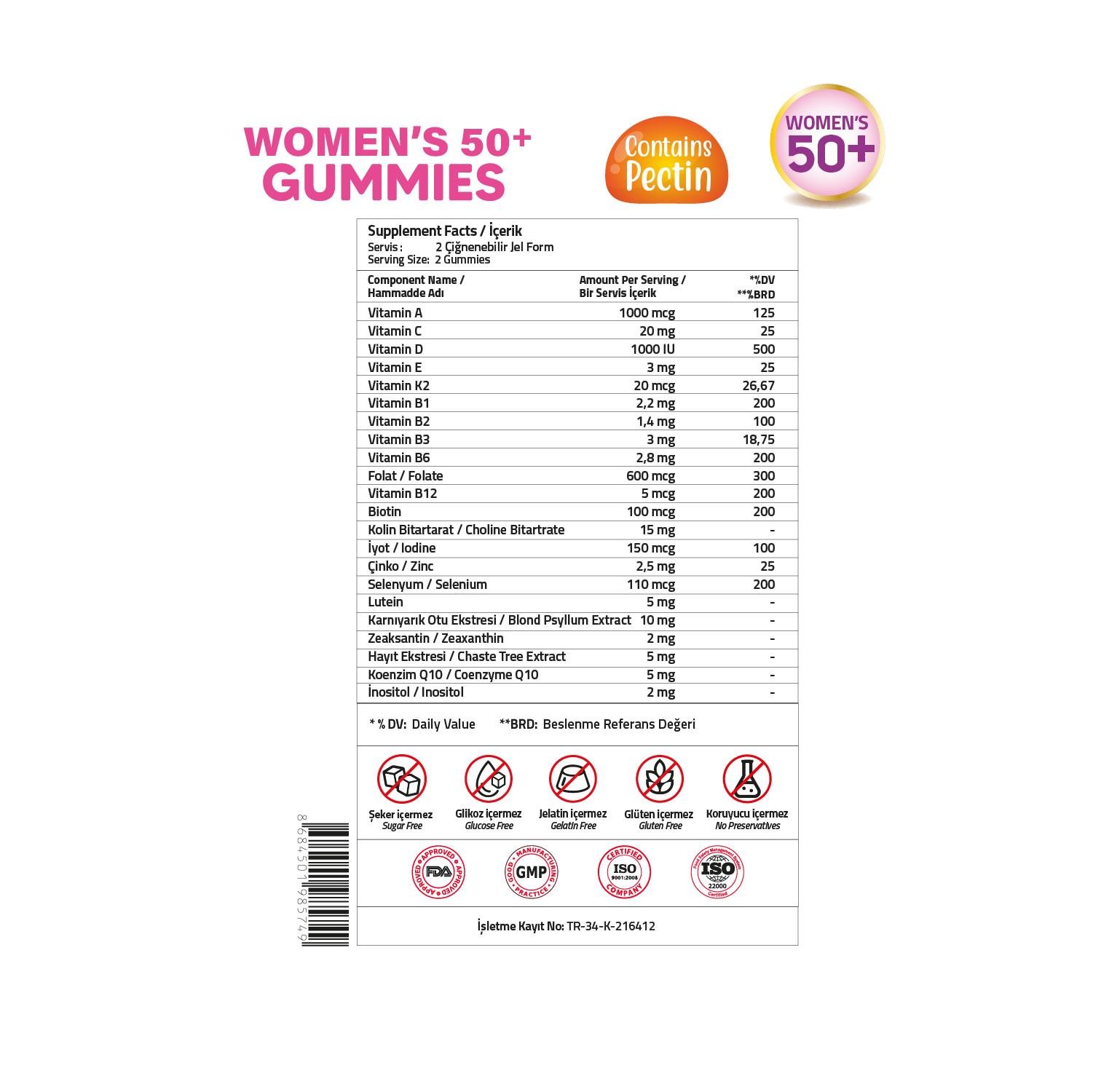 Validus Womens 50+ 60 Gummies
