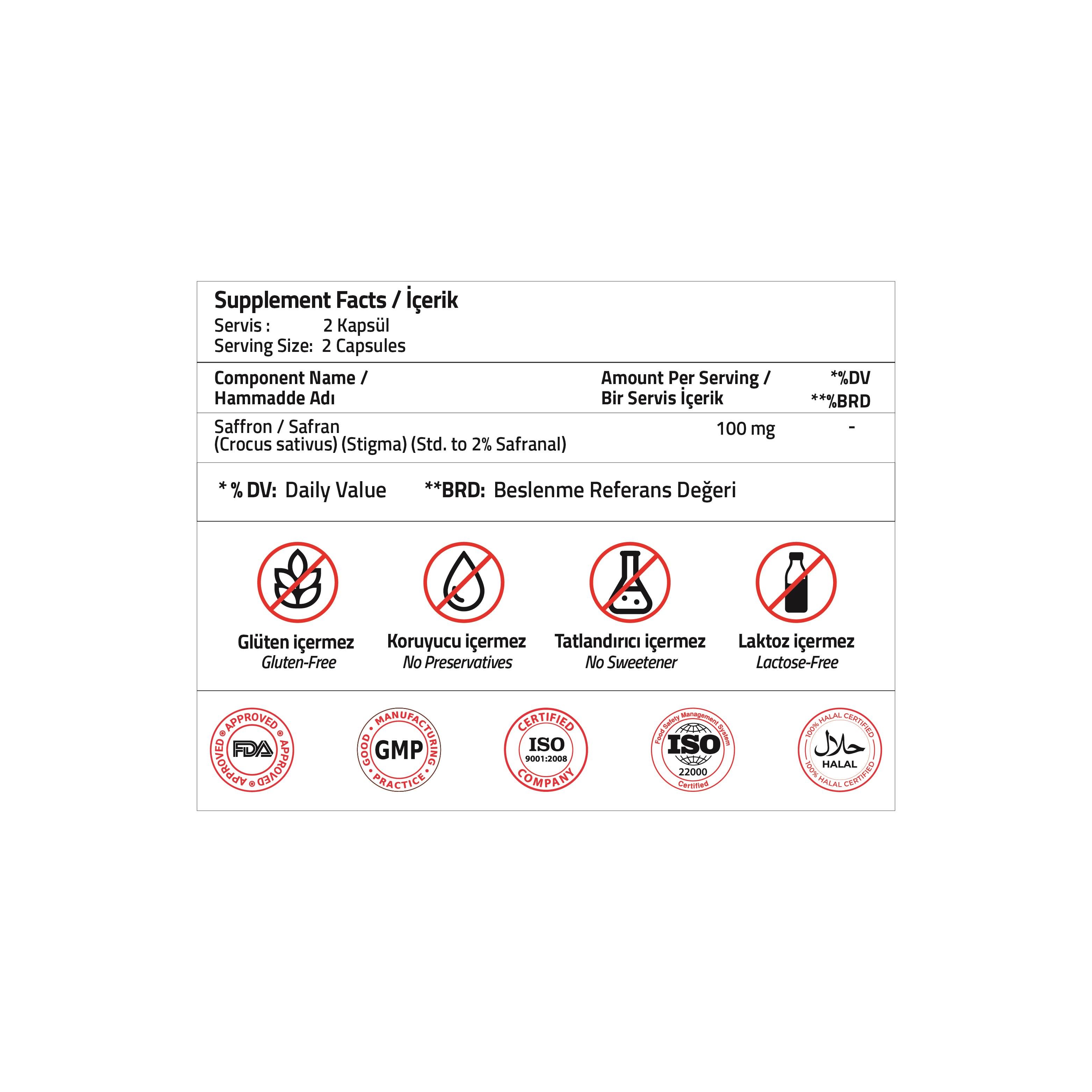 Wellness Safran 100 mg 60 Kapsül