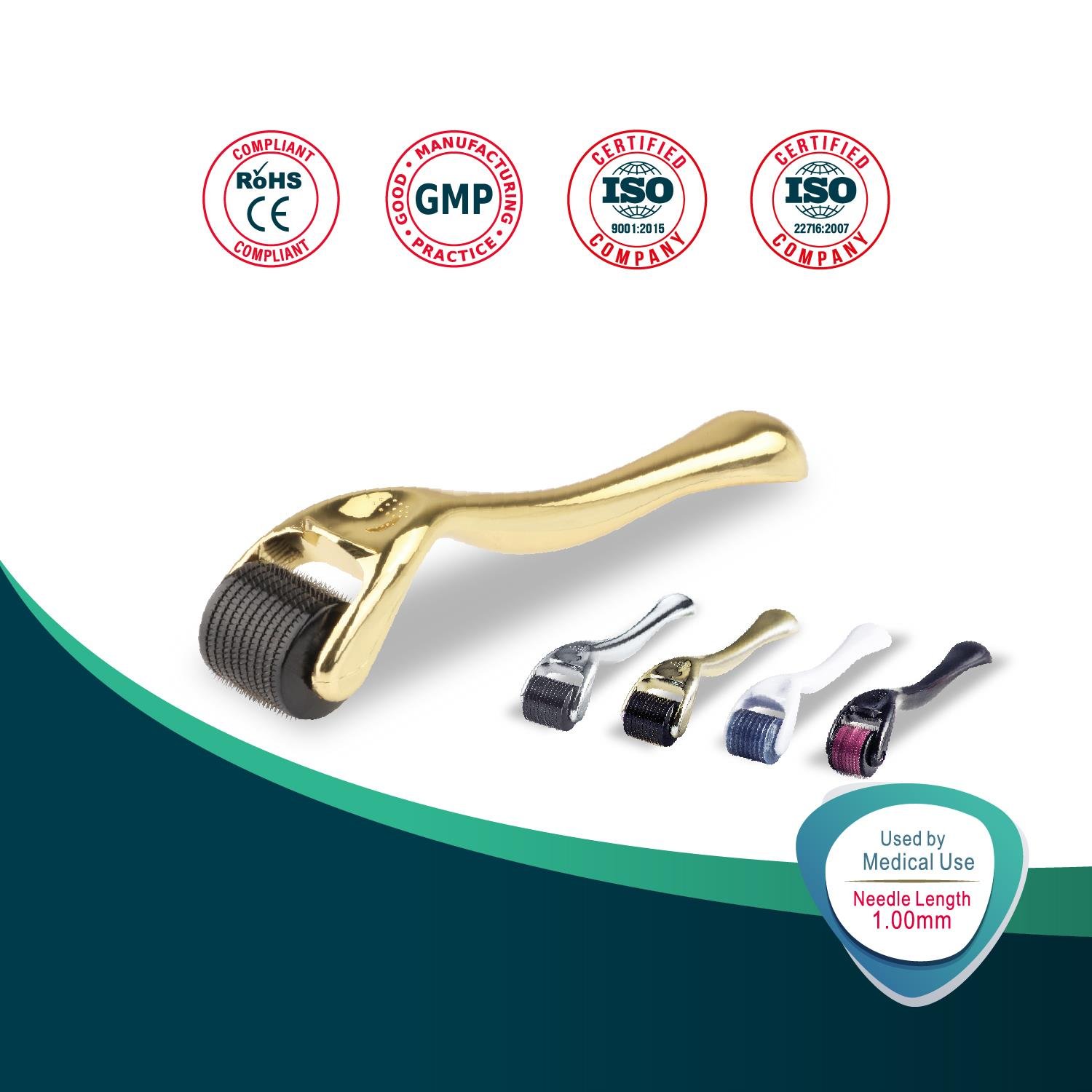 Elit Pharma Clinical Dermo Roller 1.0 Mm Titanium (Gold And Silver )