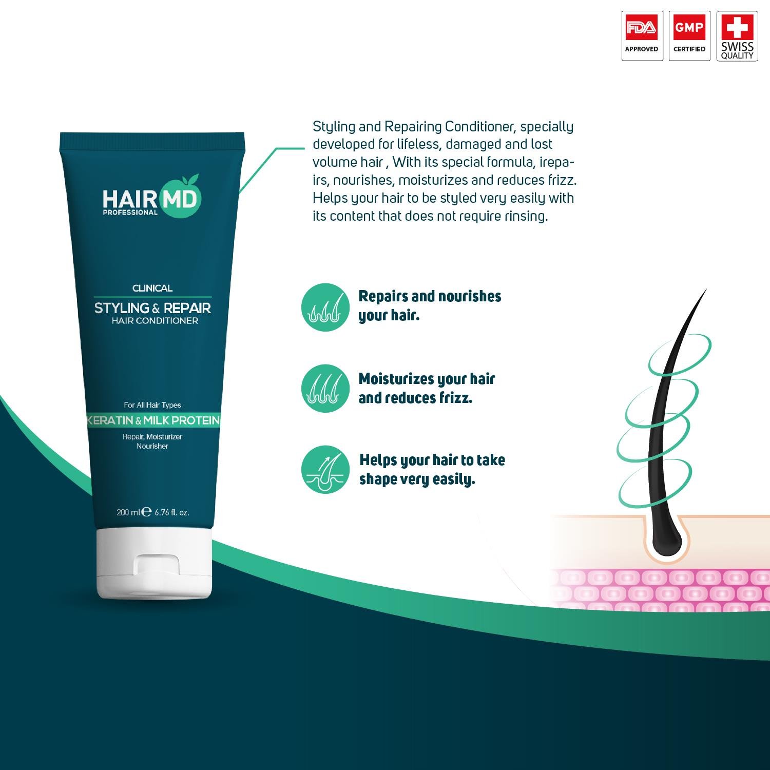 Hairmd Clinical Stayling and Repair Hair Conditioner 200 Ml