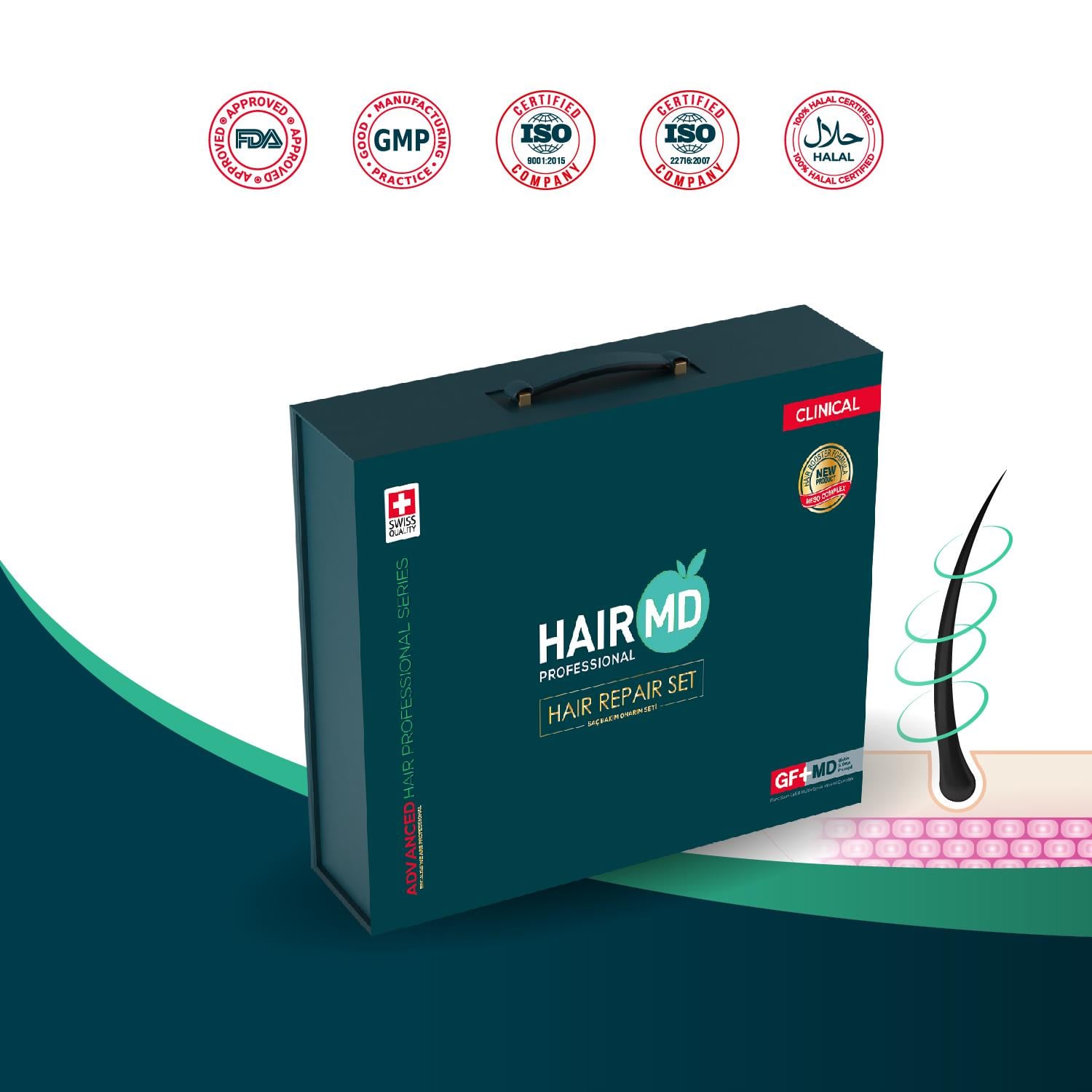 Hairmd Clinical Advanced Hair Repair Set 3 Months Use Bond Bag (3 Shampoo 250 Ml  + 3 Serum + 3 Tablet + 5 Flakon Meso Serum) 