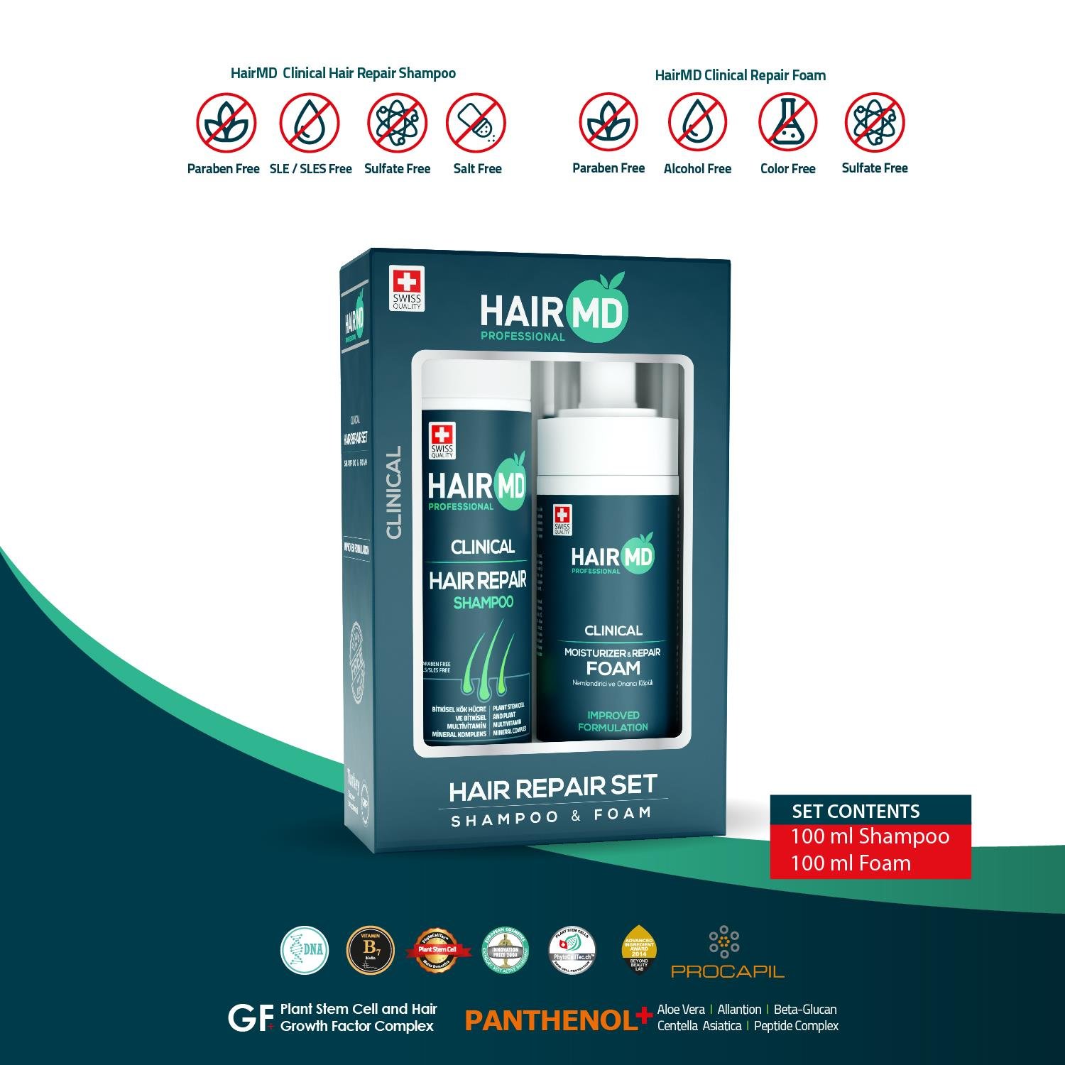 Hairmd Clinical Hair Repair Set ( 100 Ml Shampoo + 100 Ml Repair Foam )