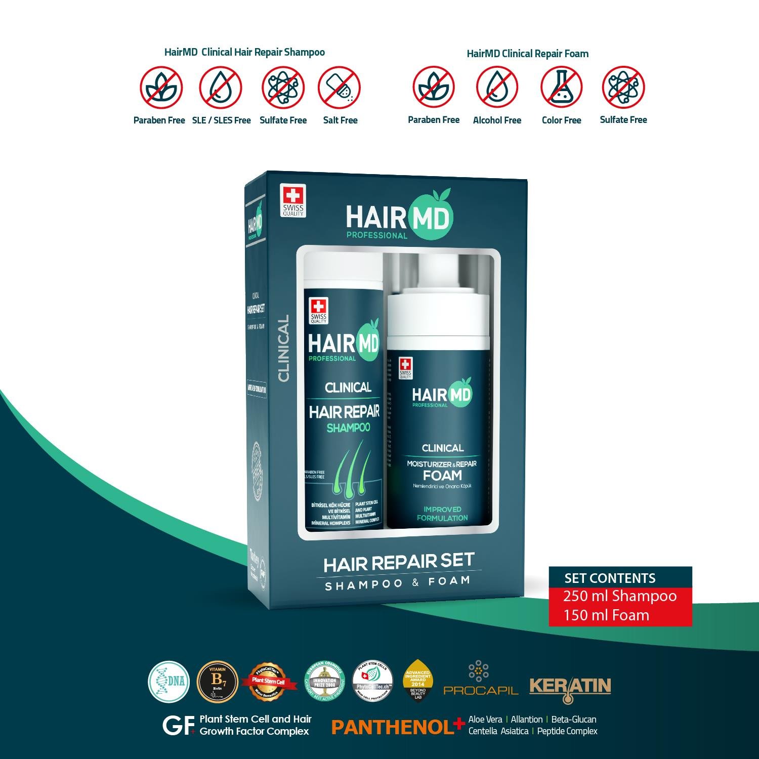 Hairmd Clinical Hair Repair Set ( 250 Ml Shampoo + 150 Ml Repair Foam )