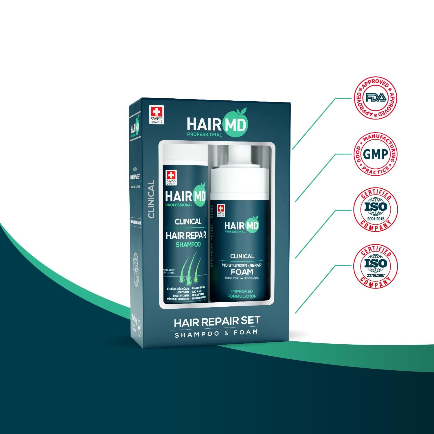 Hairmd Clinical Hair Repair Set ( 250 Ml Shampoo + 150 Ml Repair Foam )