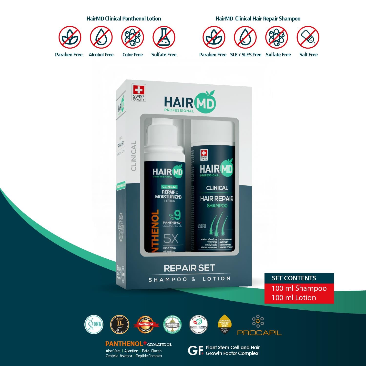 Hairmd Clinical Hair Repair Set (Shampoo 100 Ml + Panthenol % 9 Lotion 100 Ml ) 