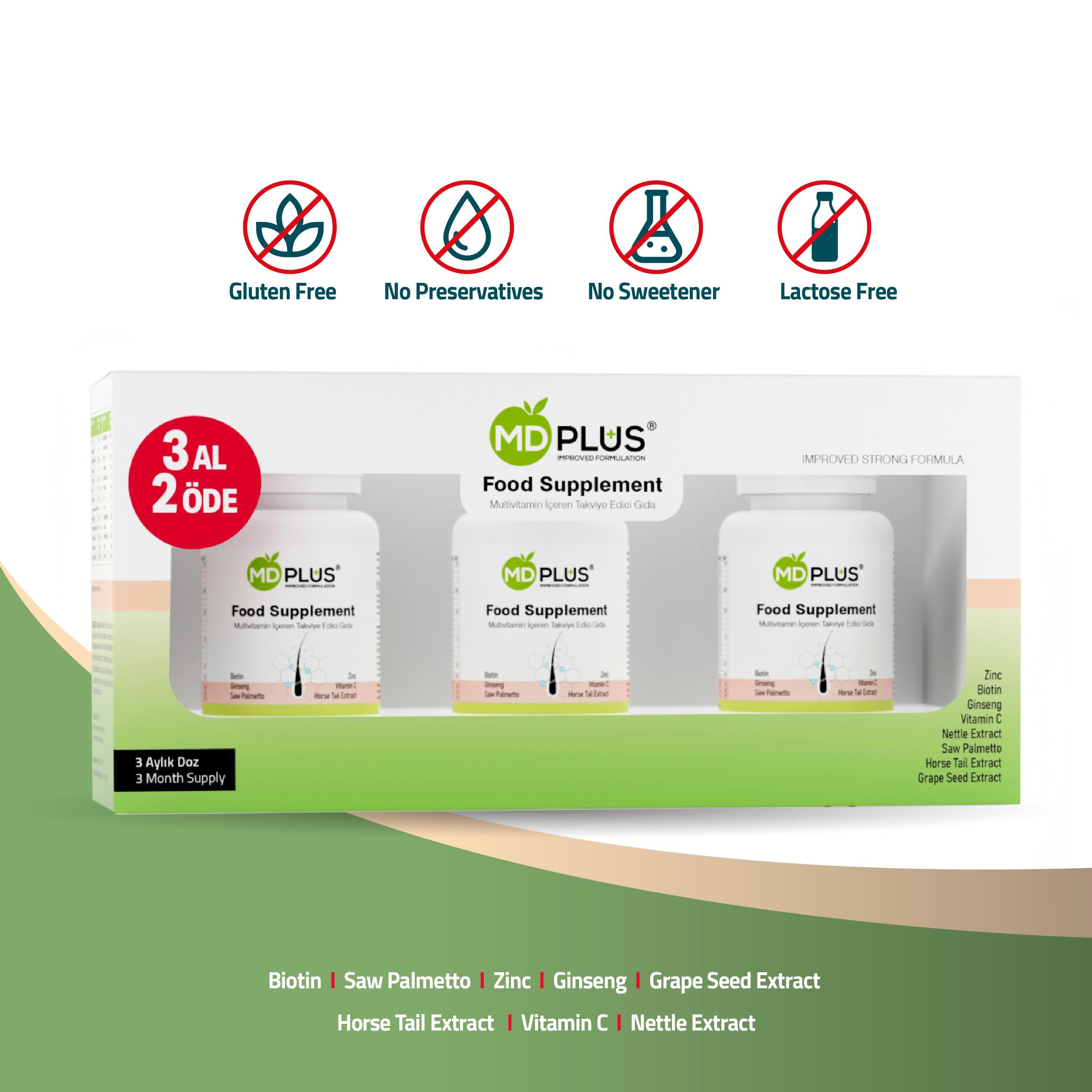 Md Plus Hair Multivitamin Tablet - Buy 3 Pay 2 Set