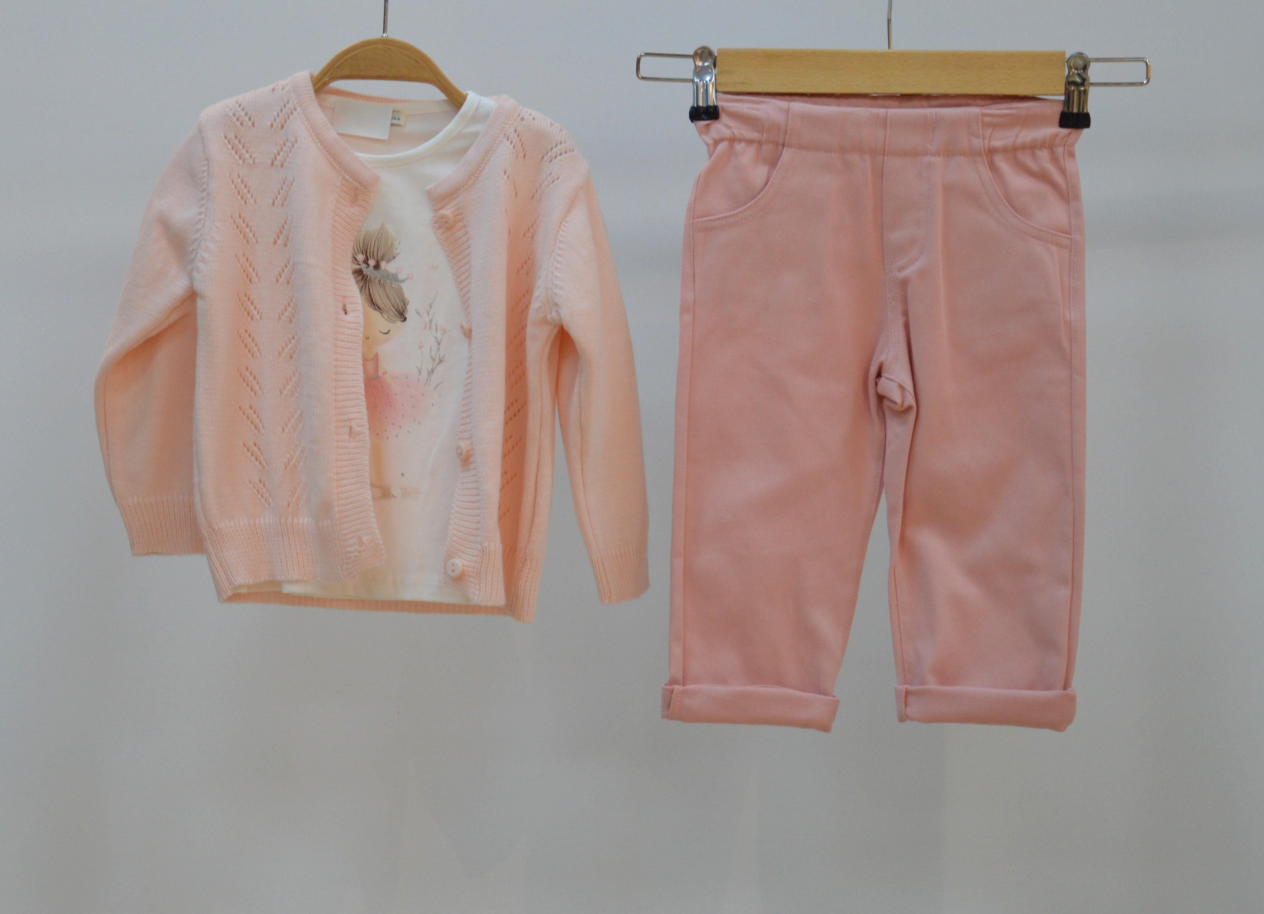 KIZ BEBEK  TRİKO HIRKA PANTOLONLU 3LÜ TAKIM