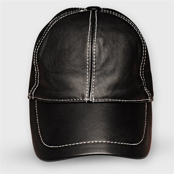 beyaz dikişli erkek deri kep