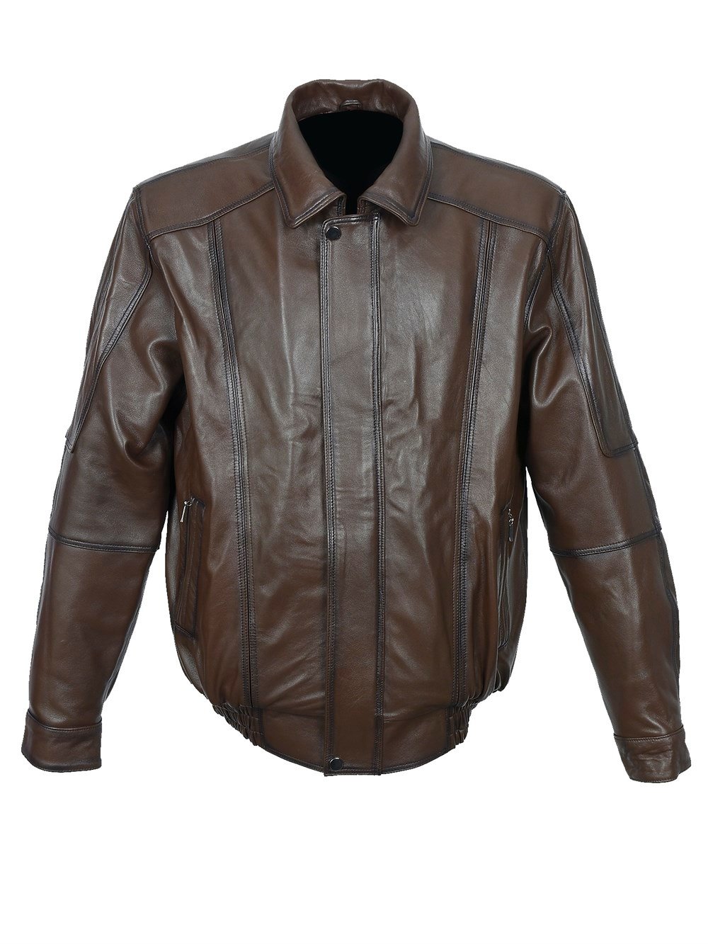 Battal Beden Beli Lastikli Model Fındık Renk Erkek Deri Mont