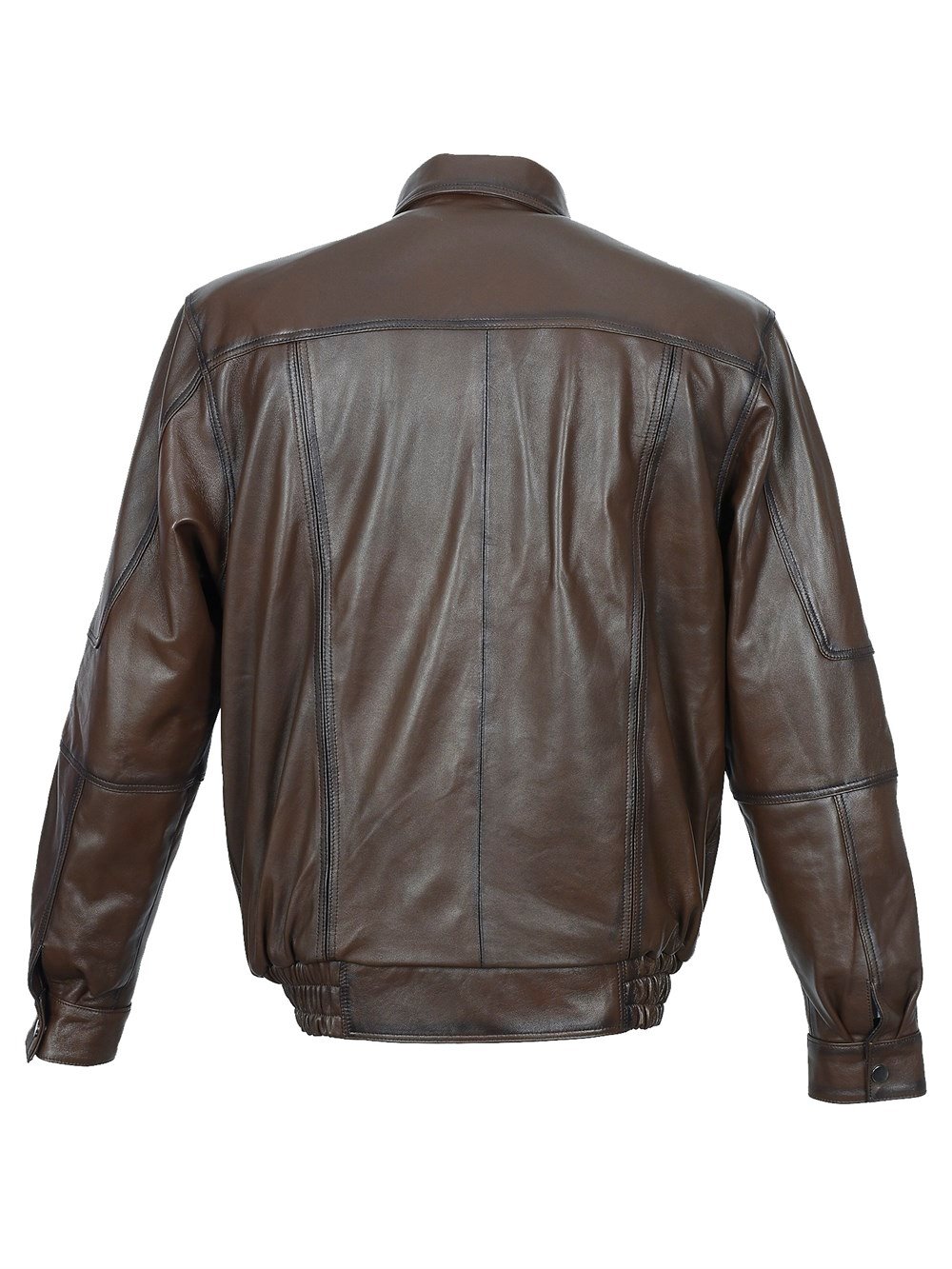 Battal Beden Beli Lastikli Model Fındık Renk Erkek Deri Mont