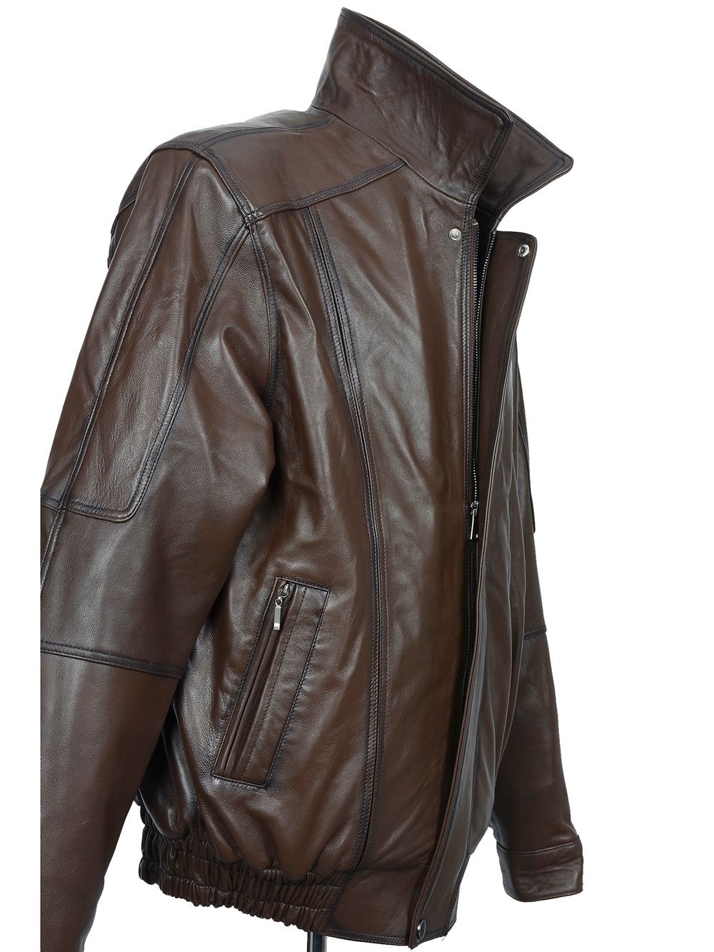 Battal Beden Beli Lastikli Model Fındık Renk Erkek Deri Mont