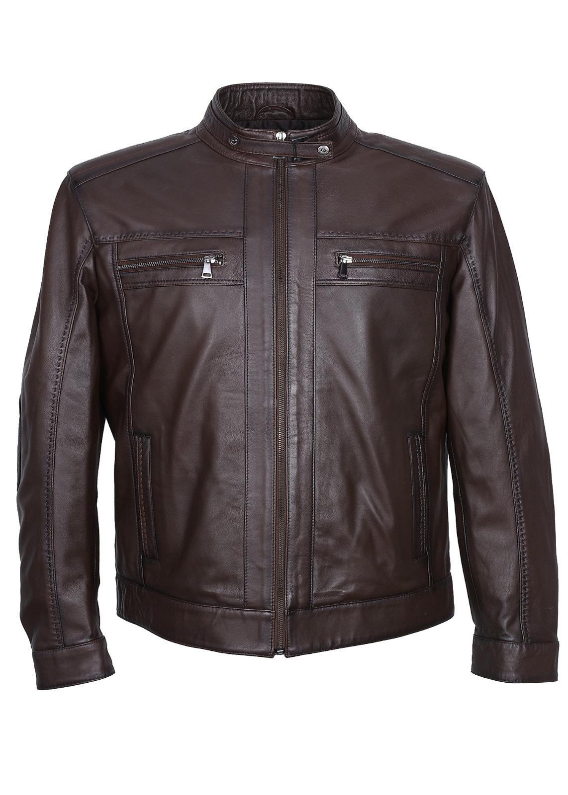 Battal Beden Fındık Renk Spor Model Erkek Deri Ceket