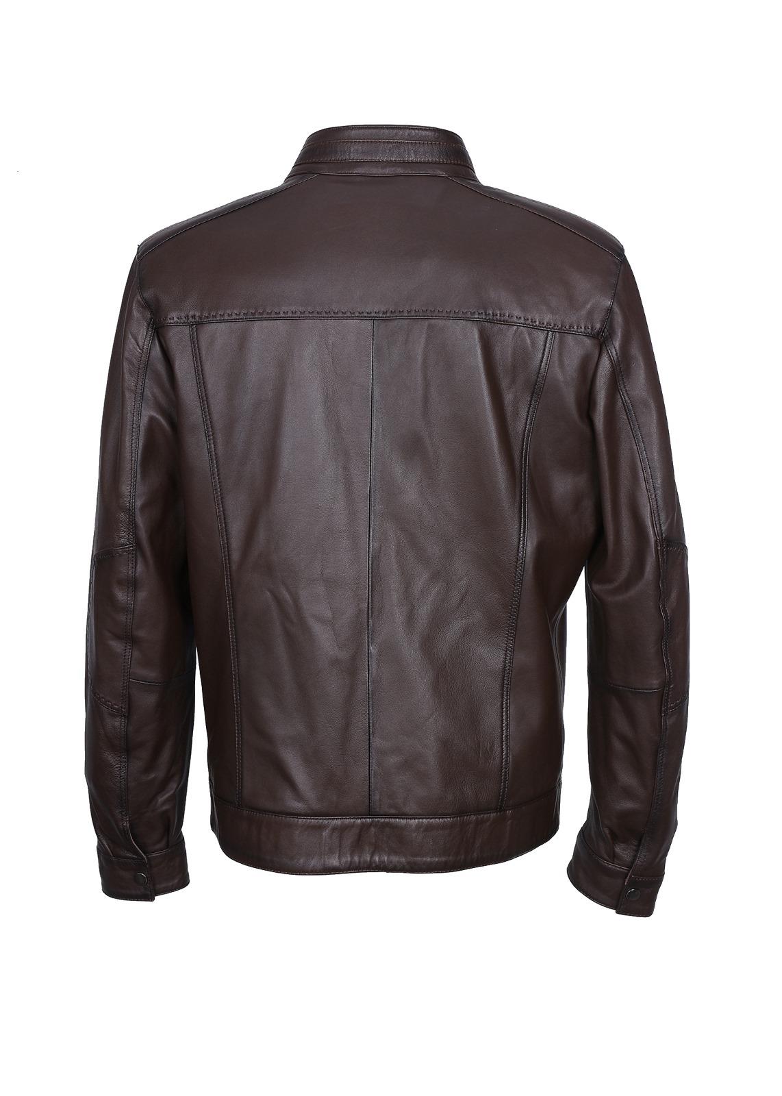 Battal Beden Fındık Renk Spor Model Erkek Deri Ceket