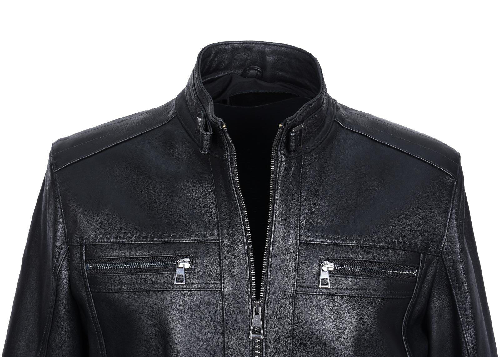 Battal Beden Siyah Renk Spor Model Erkek Deri Ceket