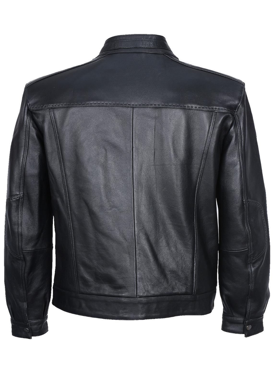 Battal Beden Siyah Renk Spor Model Erkek Deri Ceket