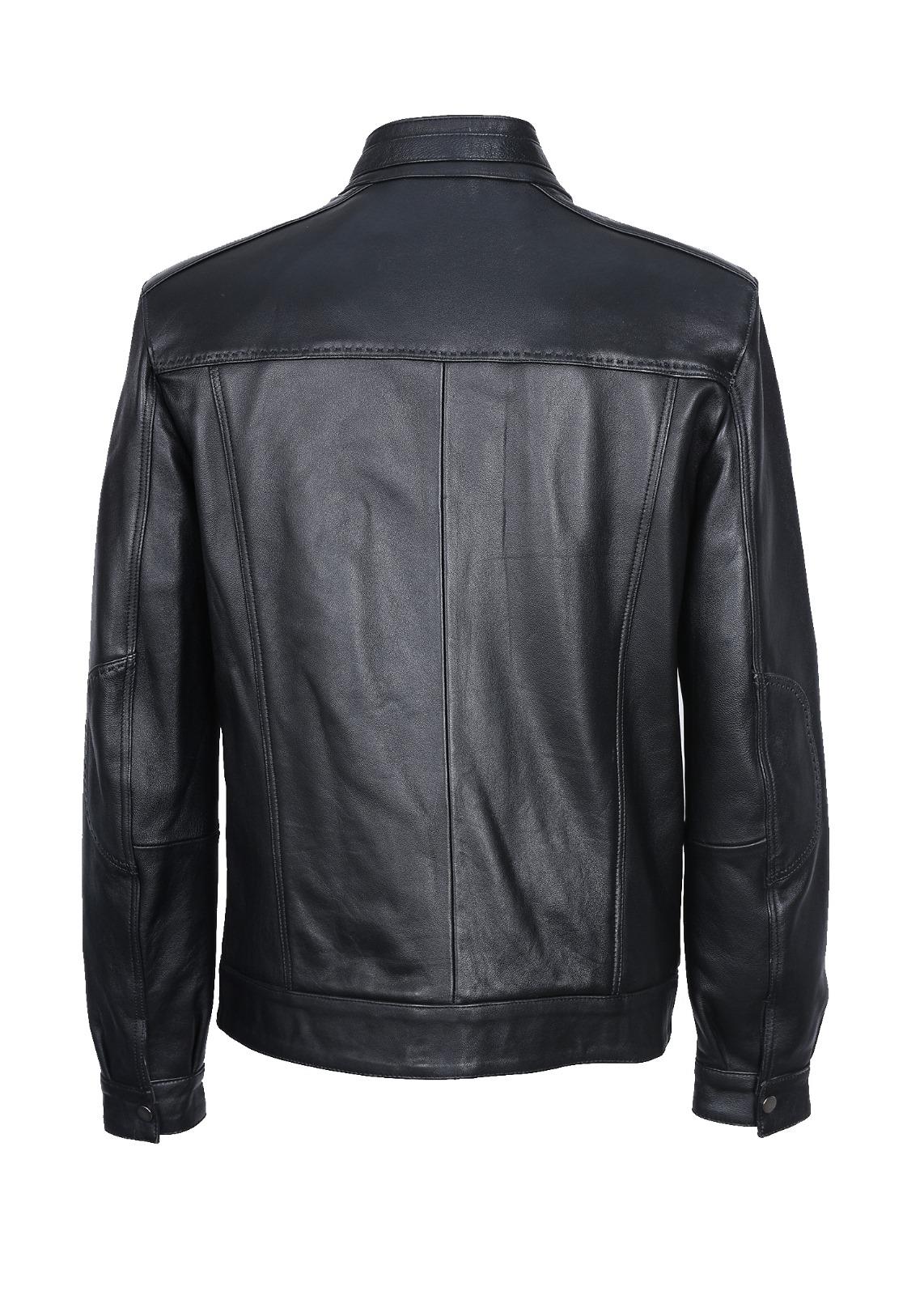 Battal Beden Siyah Renk Spor Model Erkek Deri Ceket