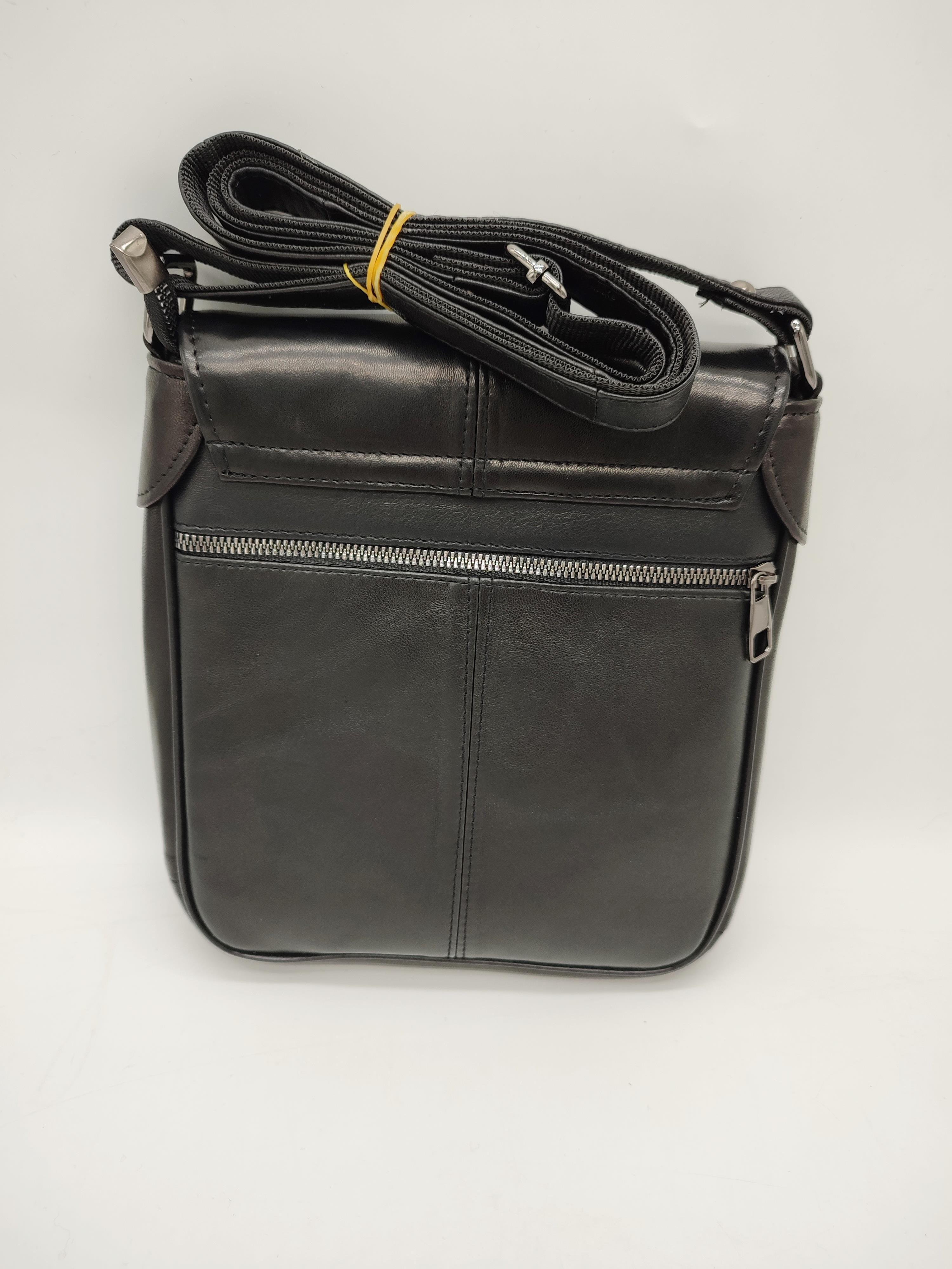 Battal Boy Kapaklı Çift Fermuarlı Erkek Deri El Çantası