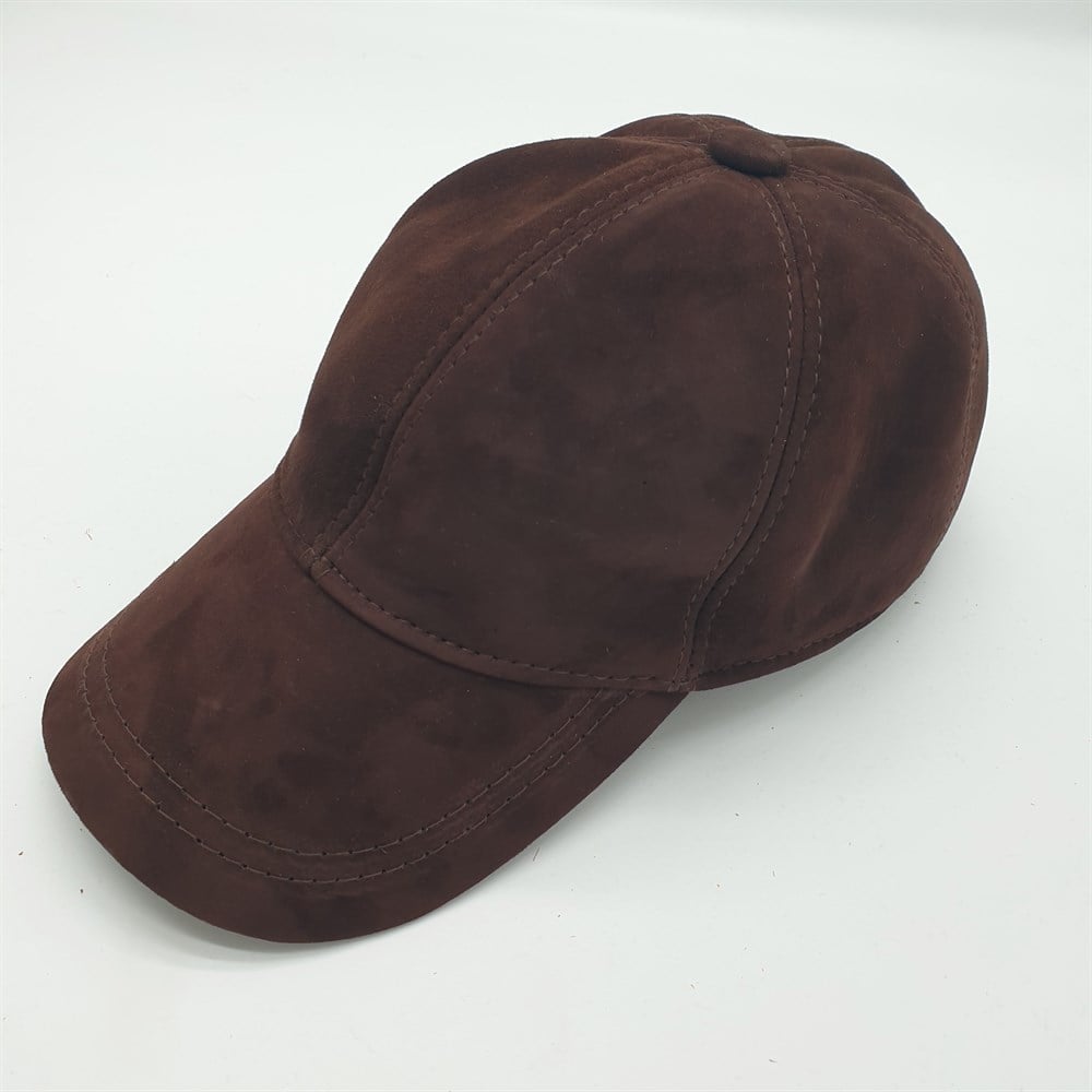 Bay Bayan Beyzbol Kahve Renk Deri Süet Kep 
