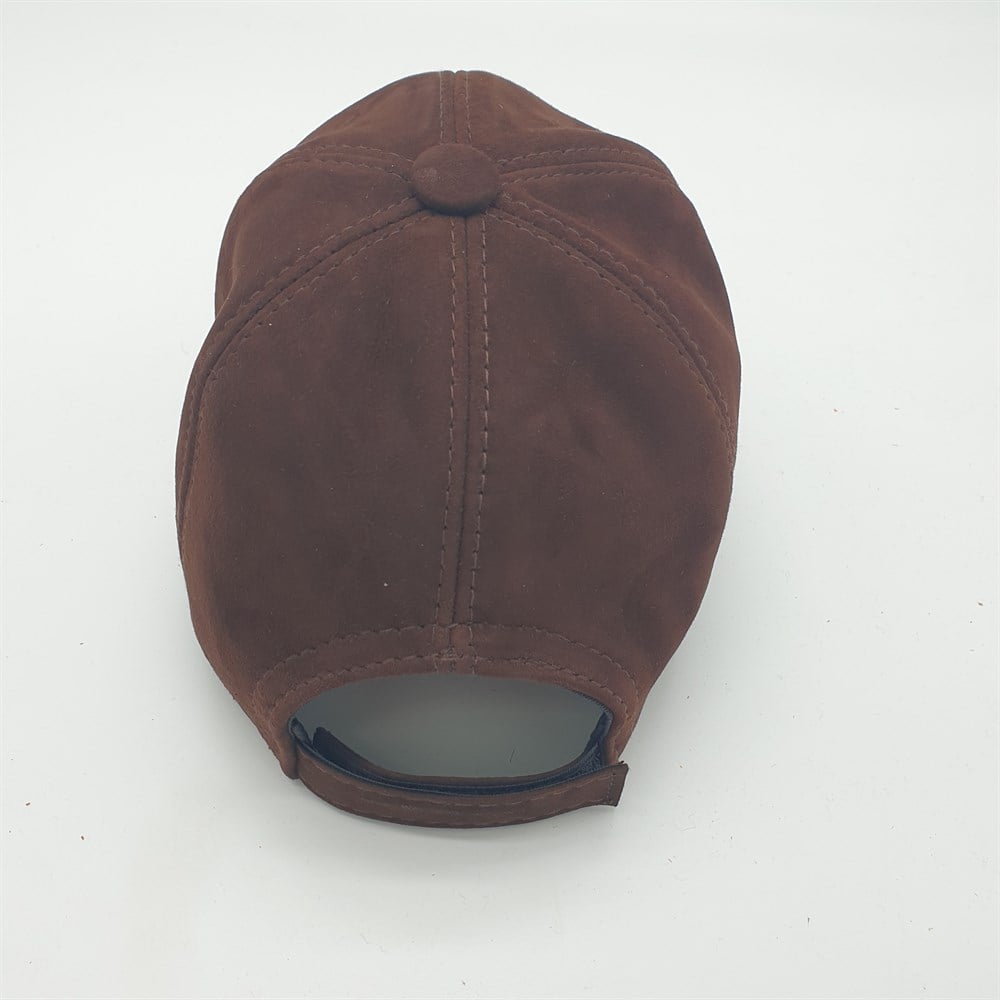 Bay Bayan Beyzbol Kahve Renk Deri Süet Kep 