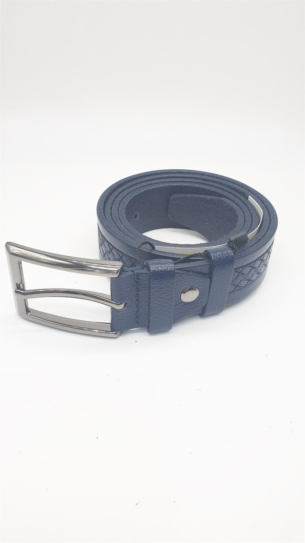 Çapraz Desen Detaylı Kayış Lacivert Renk Erkek Klasik Kemer