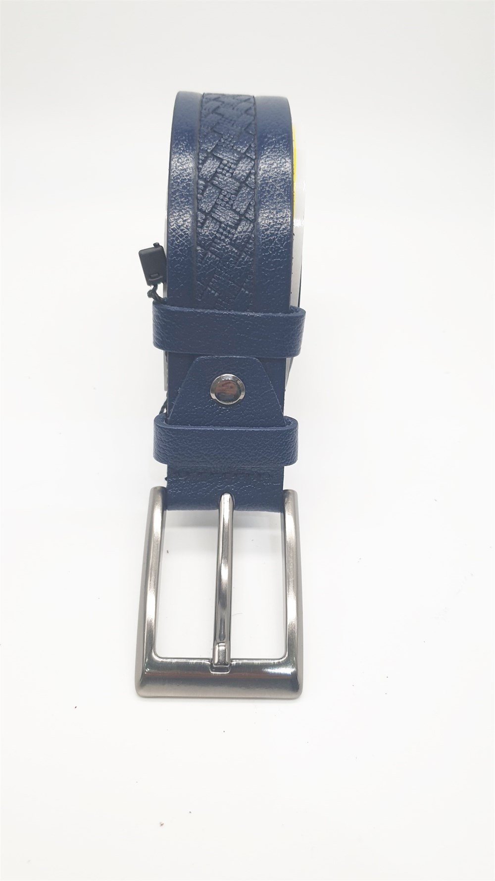 Çapraz Desen Detaylı Kayış Lacivert Renk Erkek Klasik Kemer