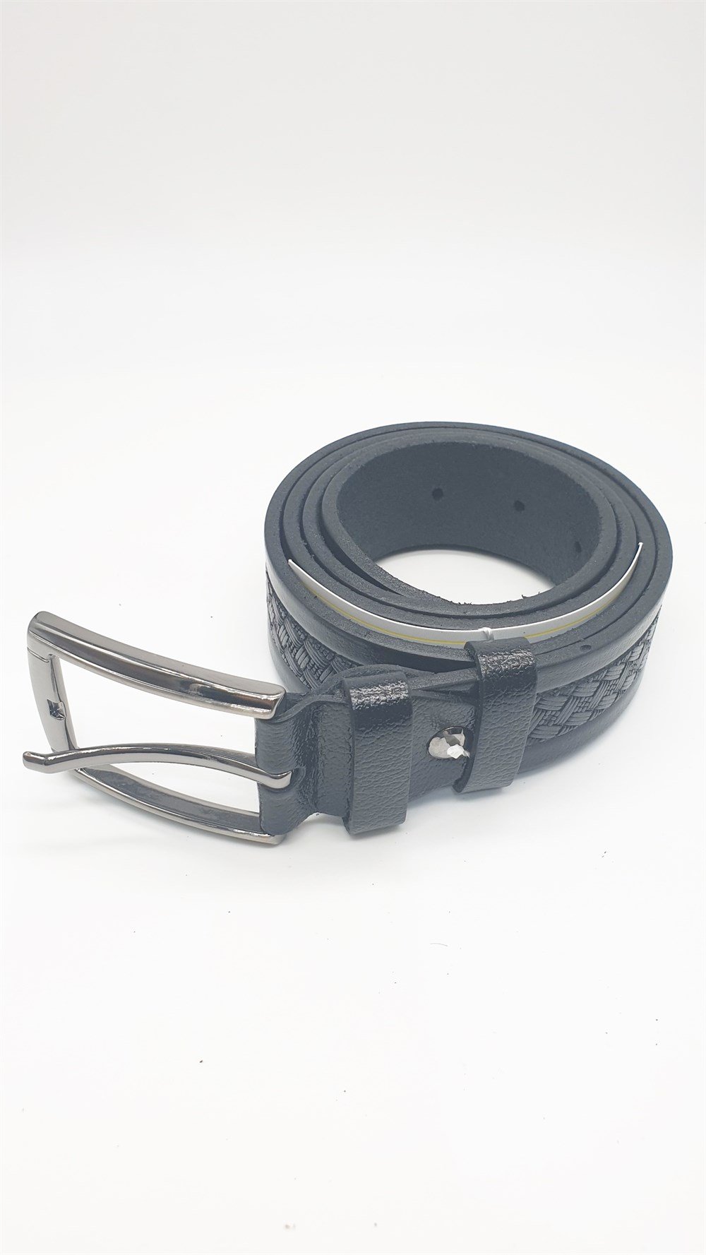 Çapraz Desen Detaylı Kayış Siyah Renk Erkek Klasik Kemer