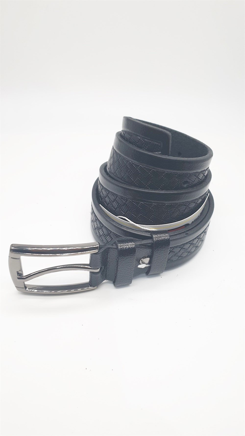 Çapraz Desen Detaylı Kayış Siyah Renk Erkek Klasik Kemer