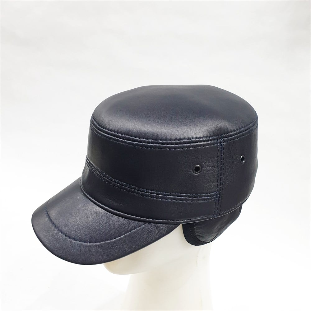 Castro Model Lacivert Renk Deri Şapka