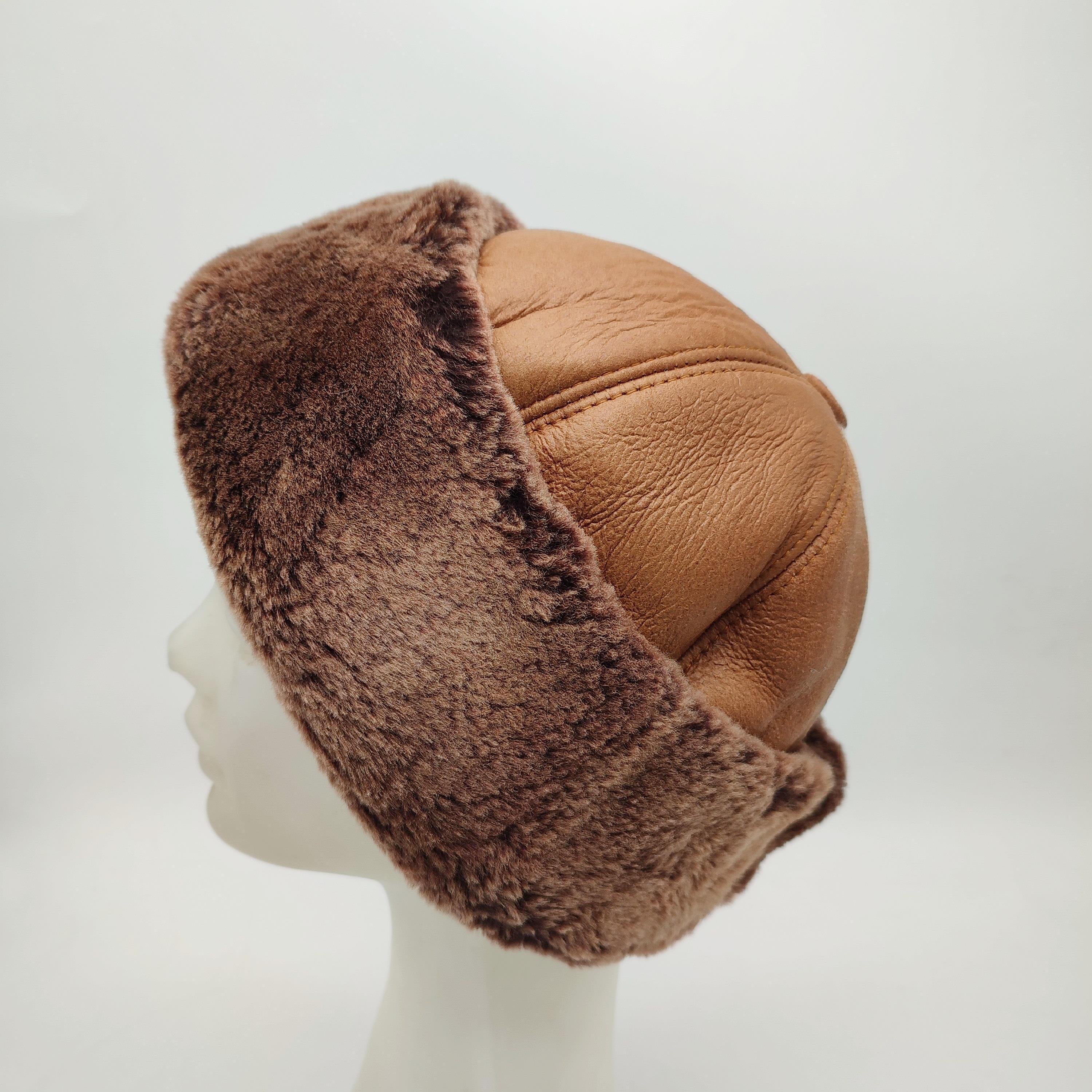 Çeçen Model Kürk Bere Kahve Tüylü Hardal Renk 