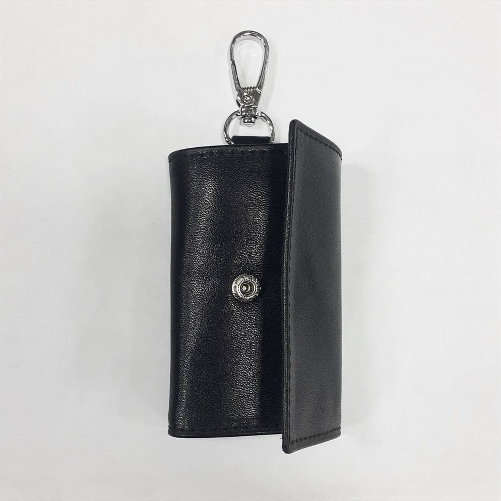 çıtçıtlı deri anahtarlık siyah